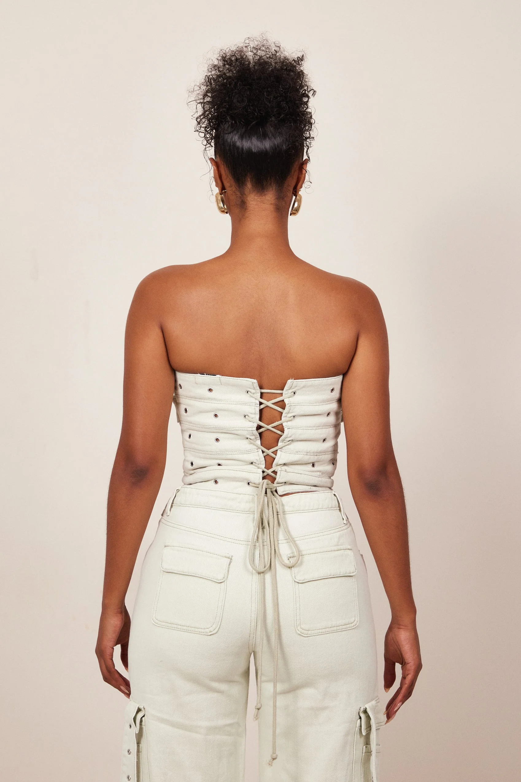 Belted Bandeau Top in Grey Wash - Image 3