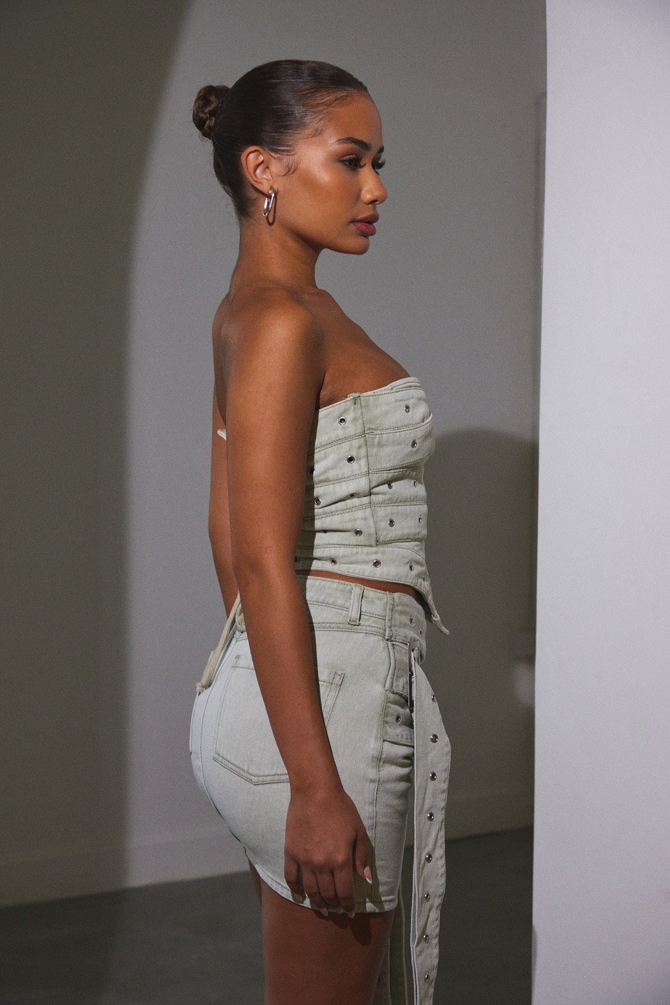 Belted Bandeau Top in Grey Wash - Image 7