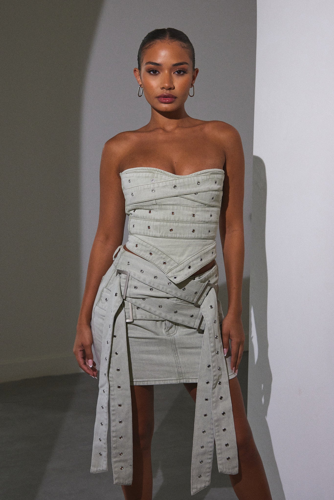 Belted Bandeau Top in Grey Wash - Image 8
