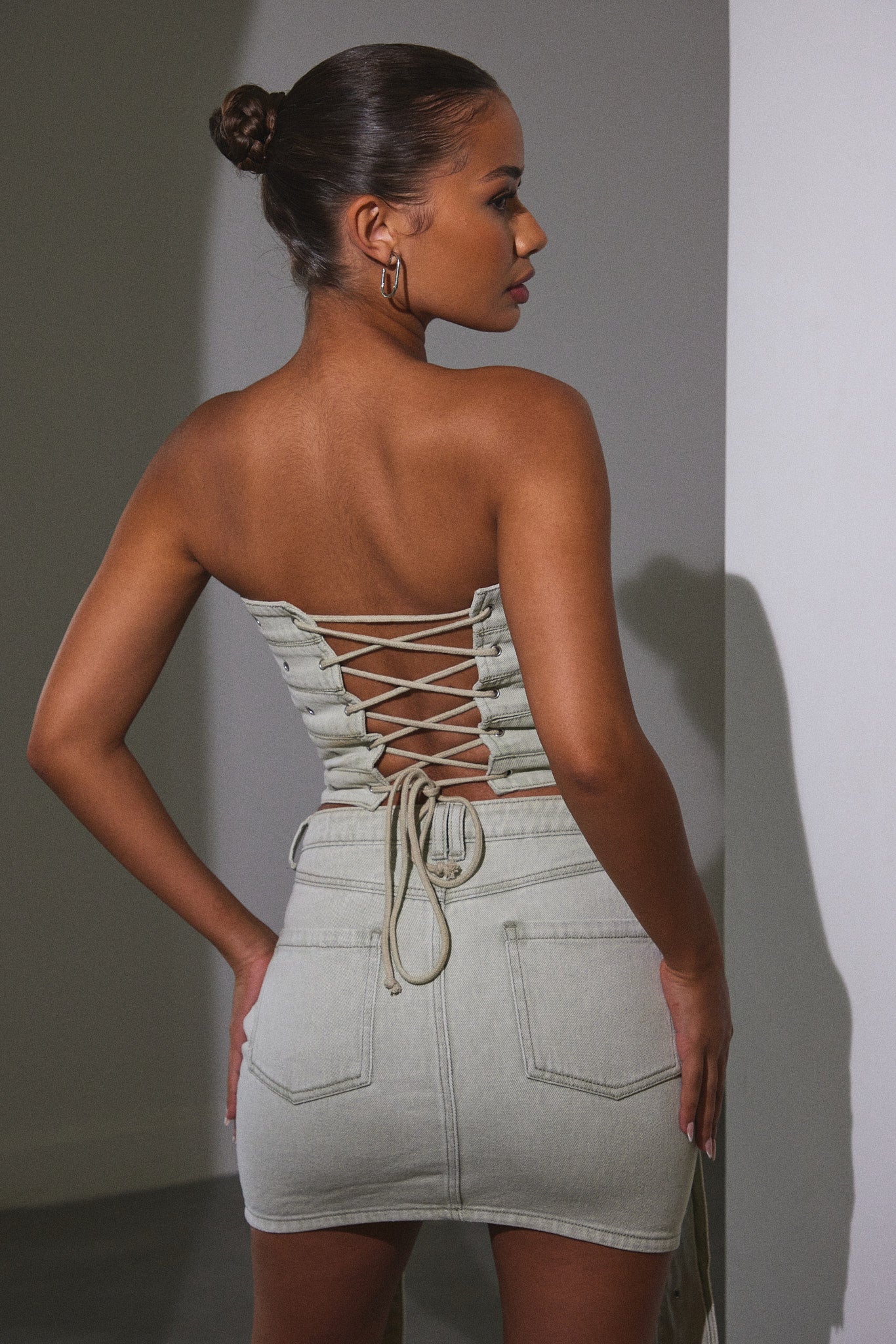 Belted Bandeau Top in Grey Wash - Image 9
