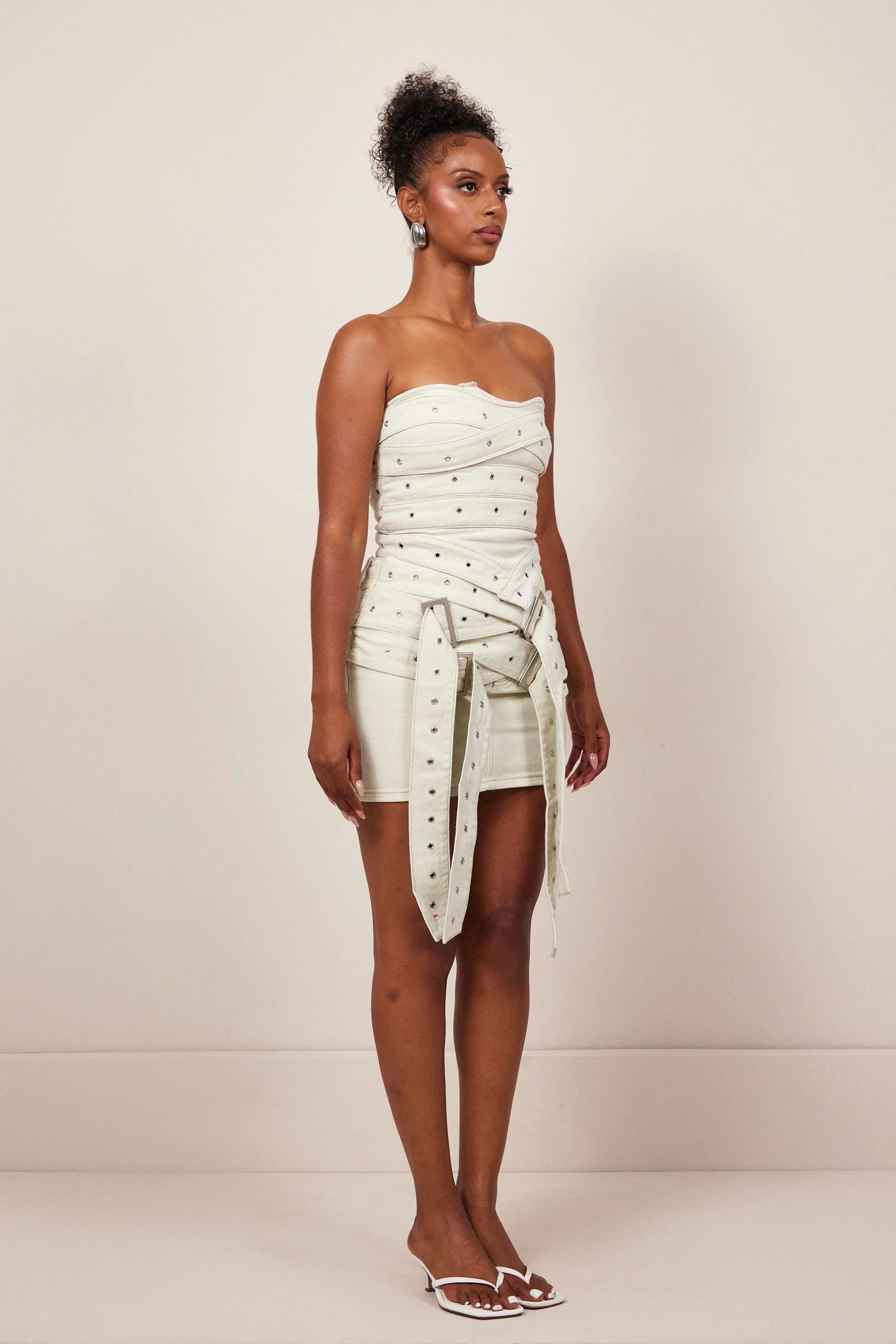 Belted Denim Skirt in Grey Wash - Image 2