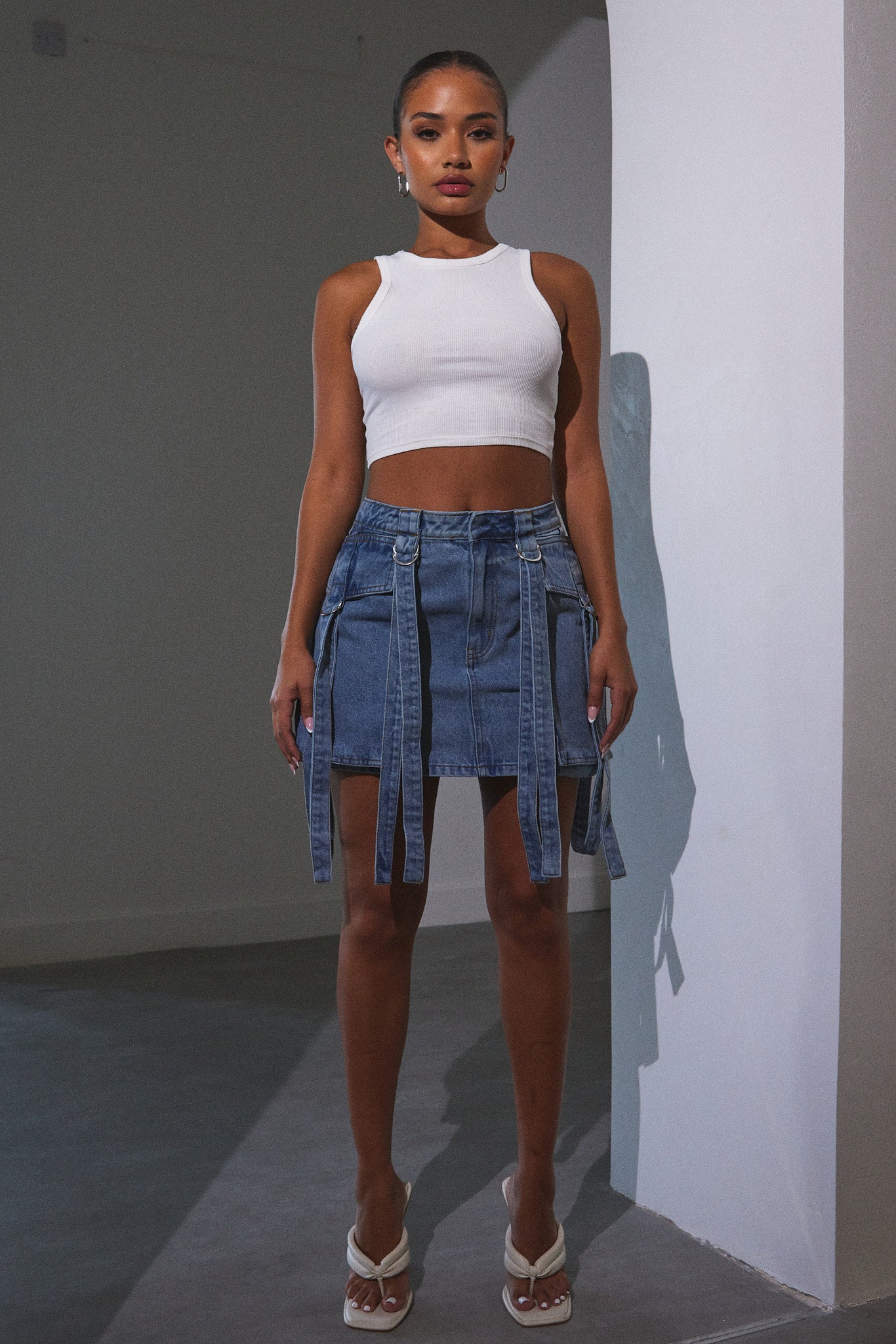 Cargo skirt in Light Wash