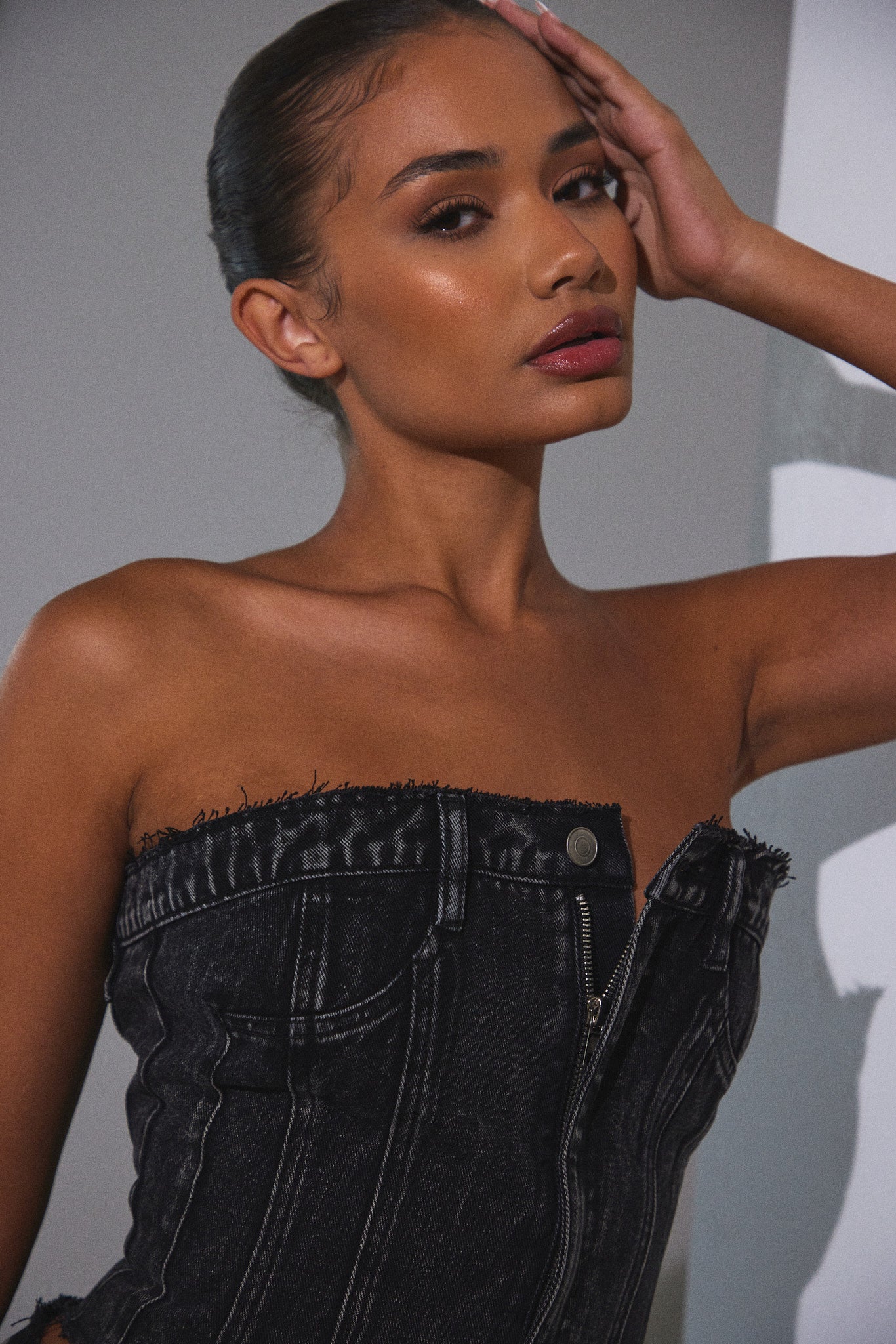 Denim Corset in Dark Wash - Image 2