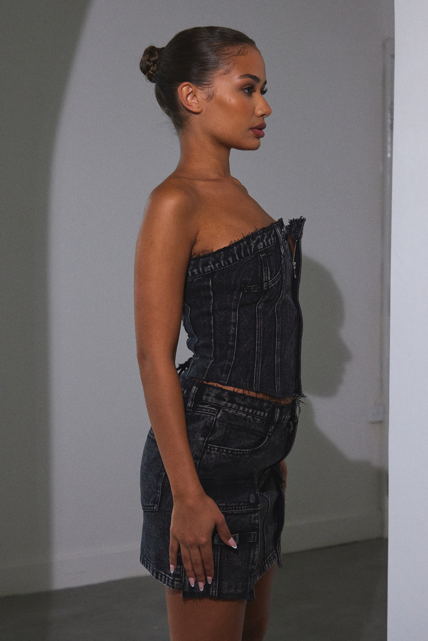 Denim Corset in Dark Wash - Image 3