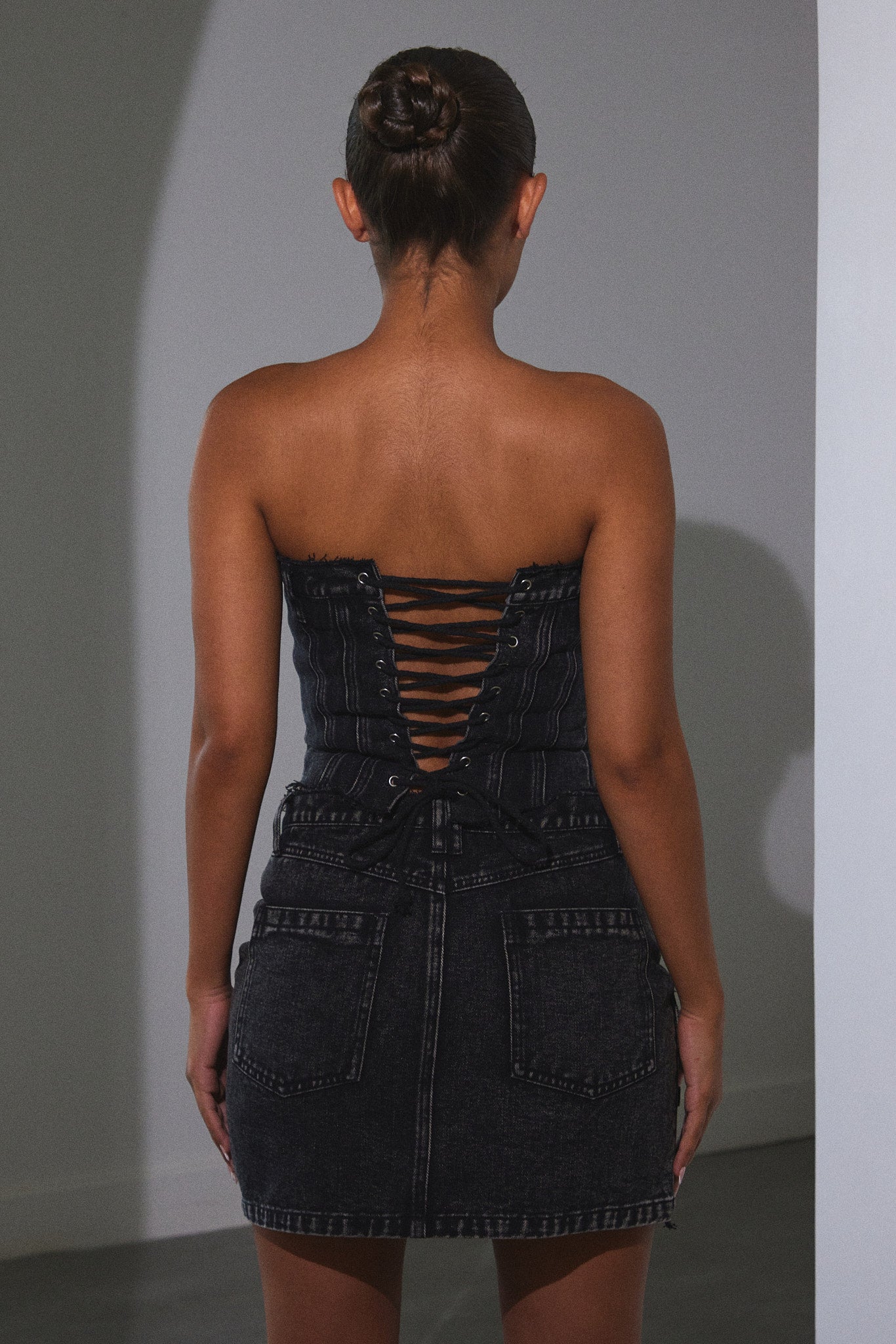 Denim Corset in Dark Wash - Image 4