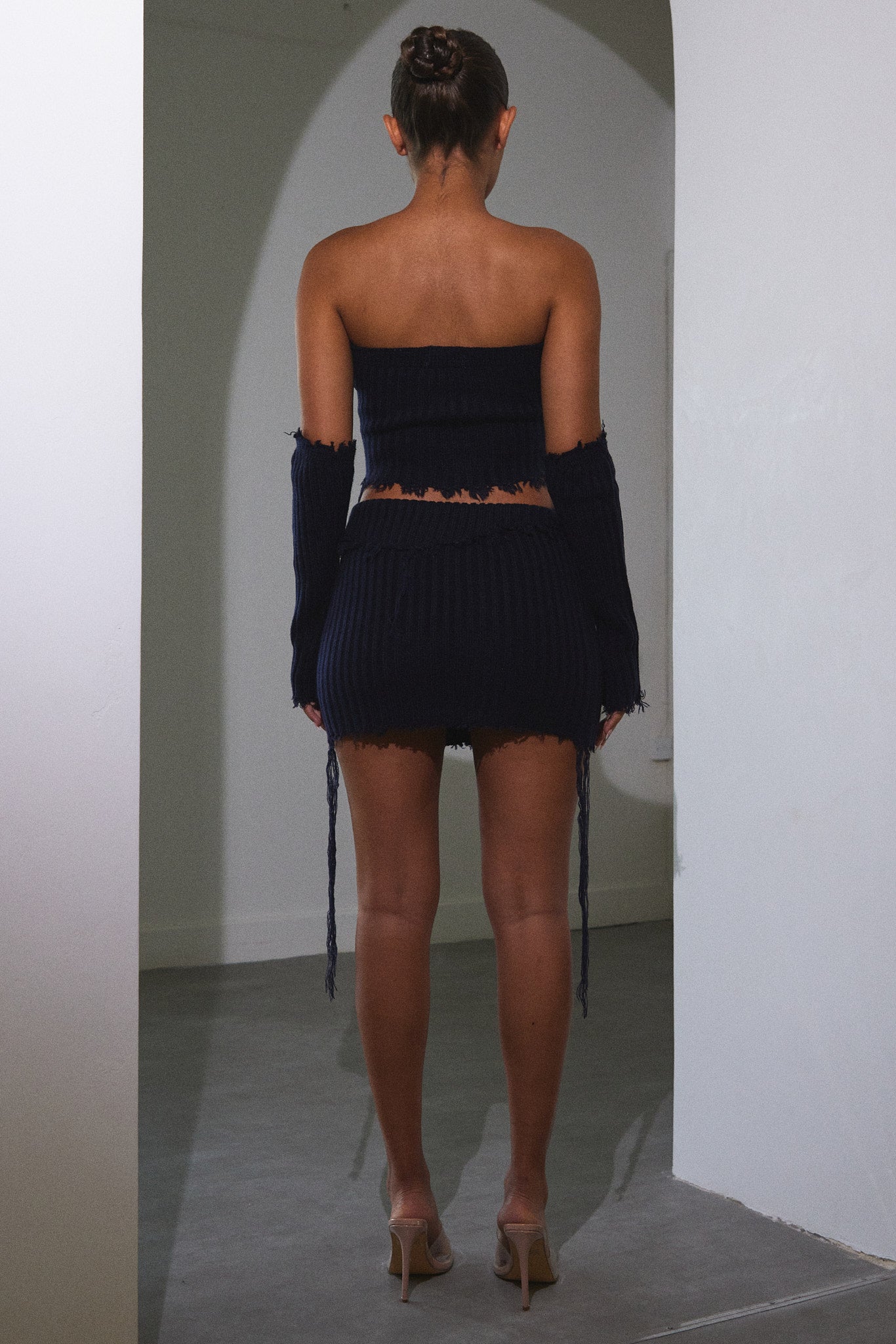 Distressed Knit Set in Navy - Image 3