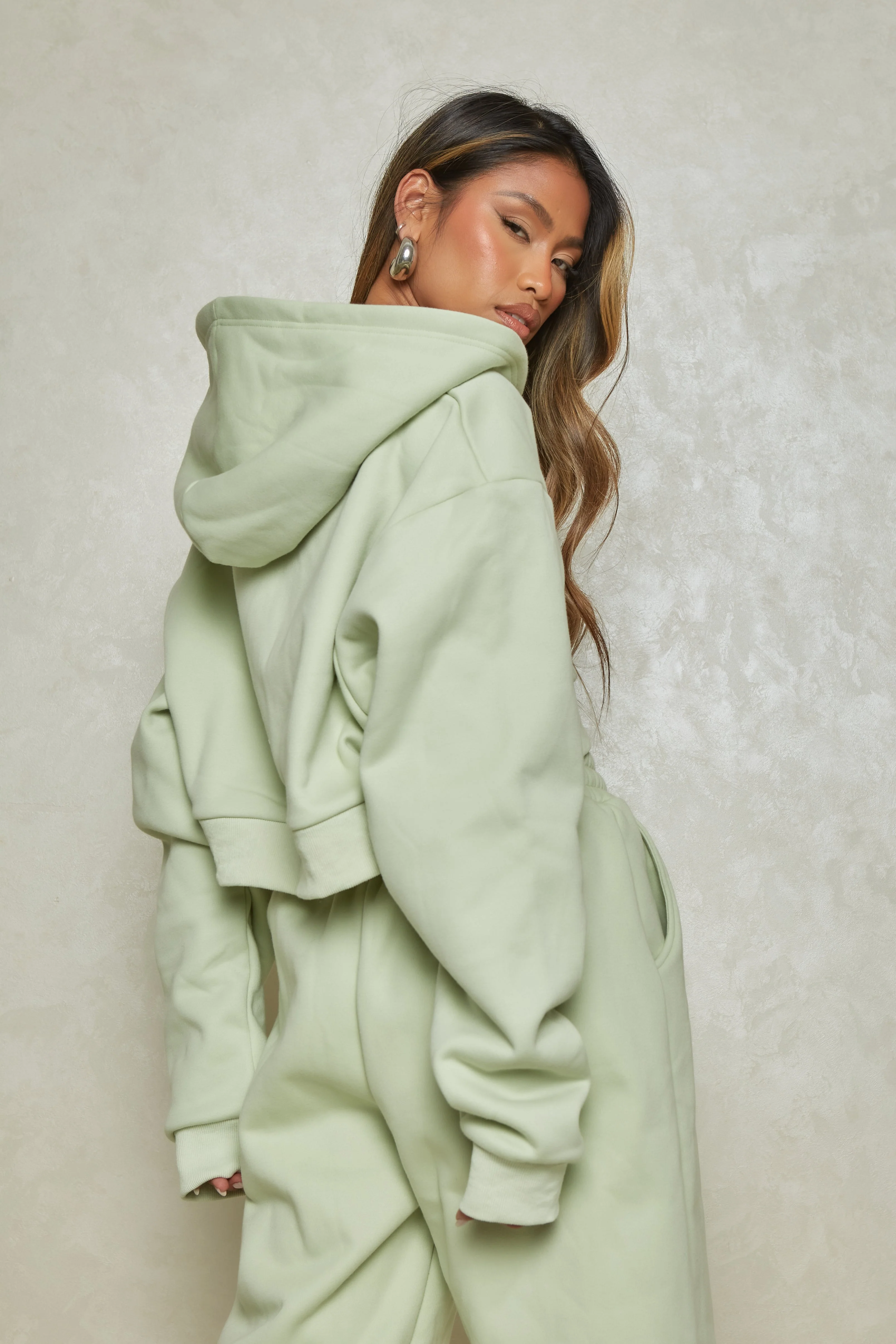 The Essentials Cropped Jacket in Sage - Image 10