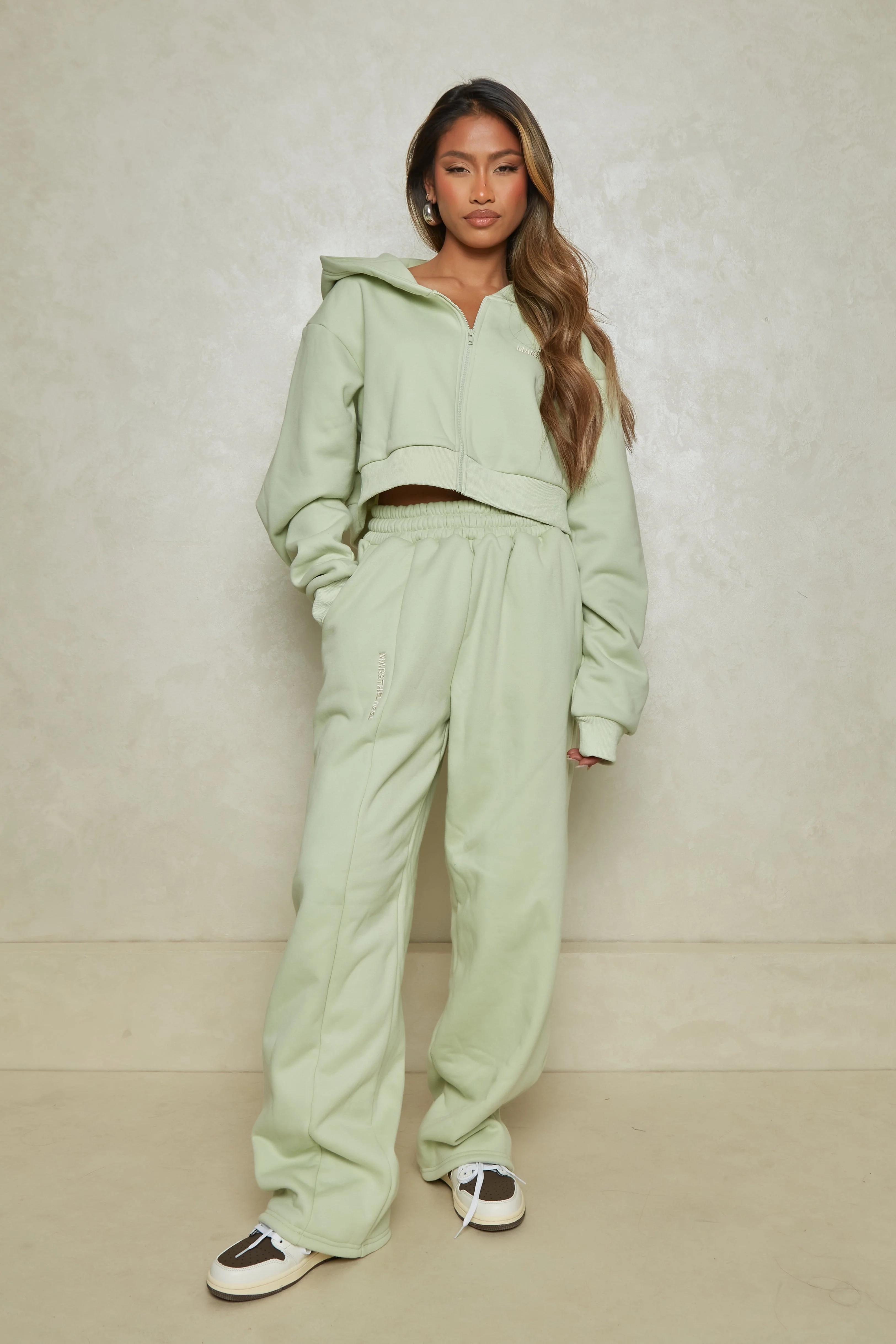 The Essentials Cropped Jacket in Sage - Image 11