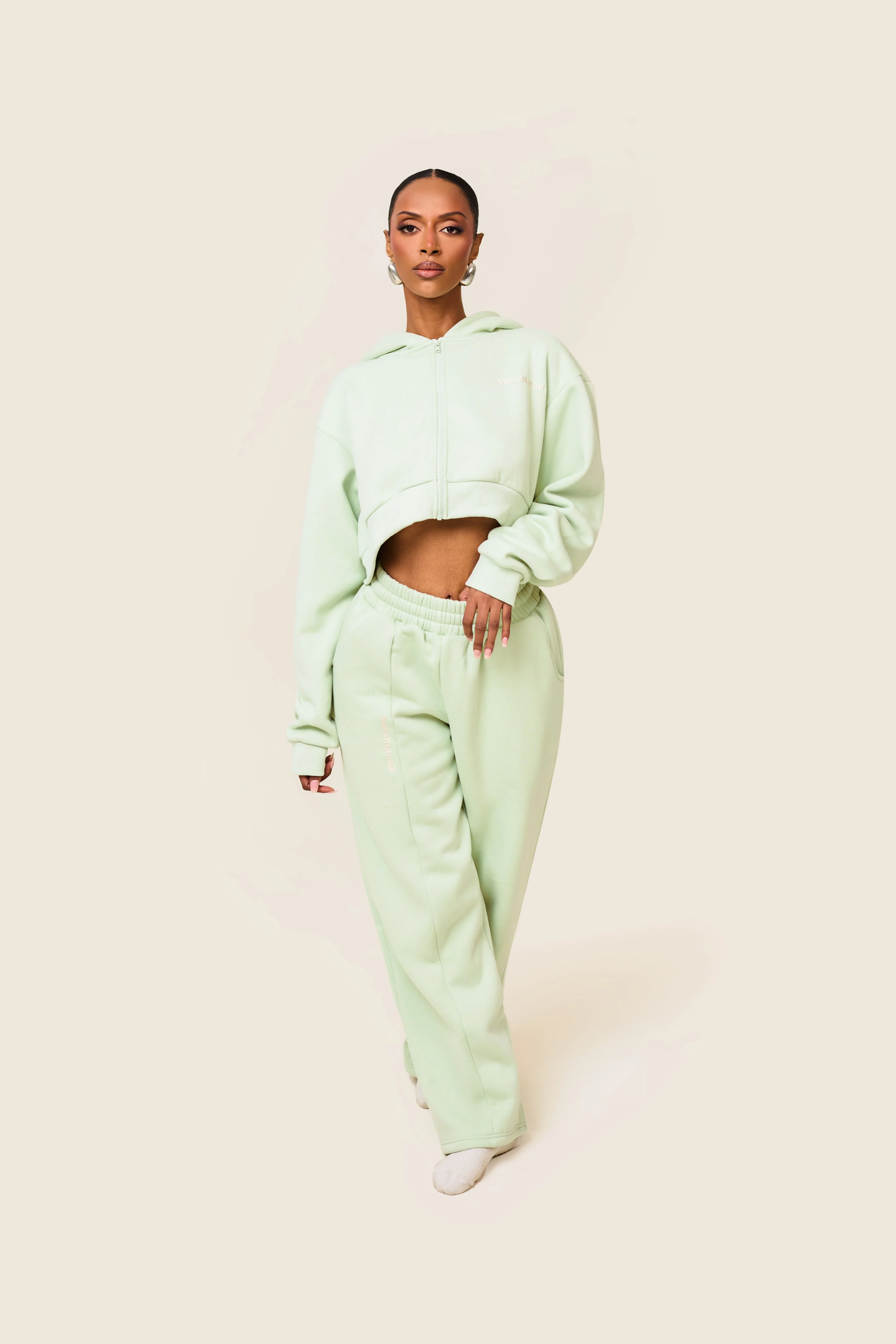 The Essentials Cropped Jacket in Sage - Image 3