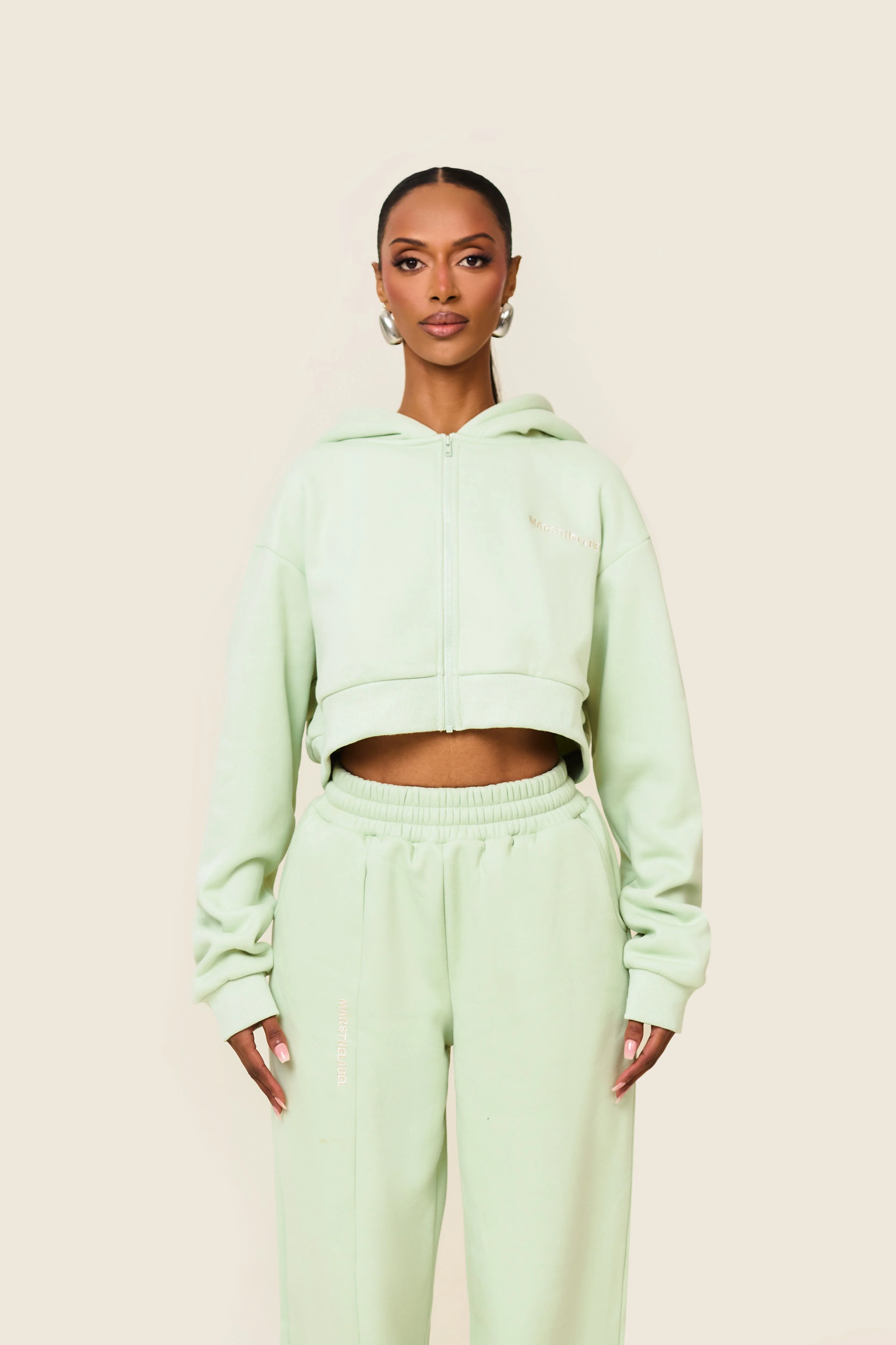 The Essentials Cropped Jacket in Sage - Image 4