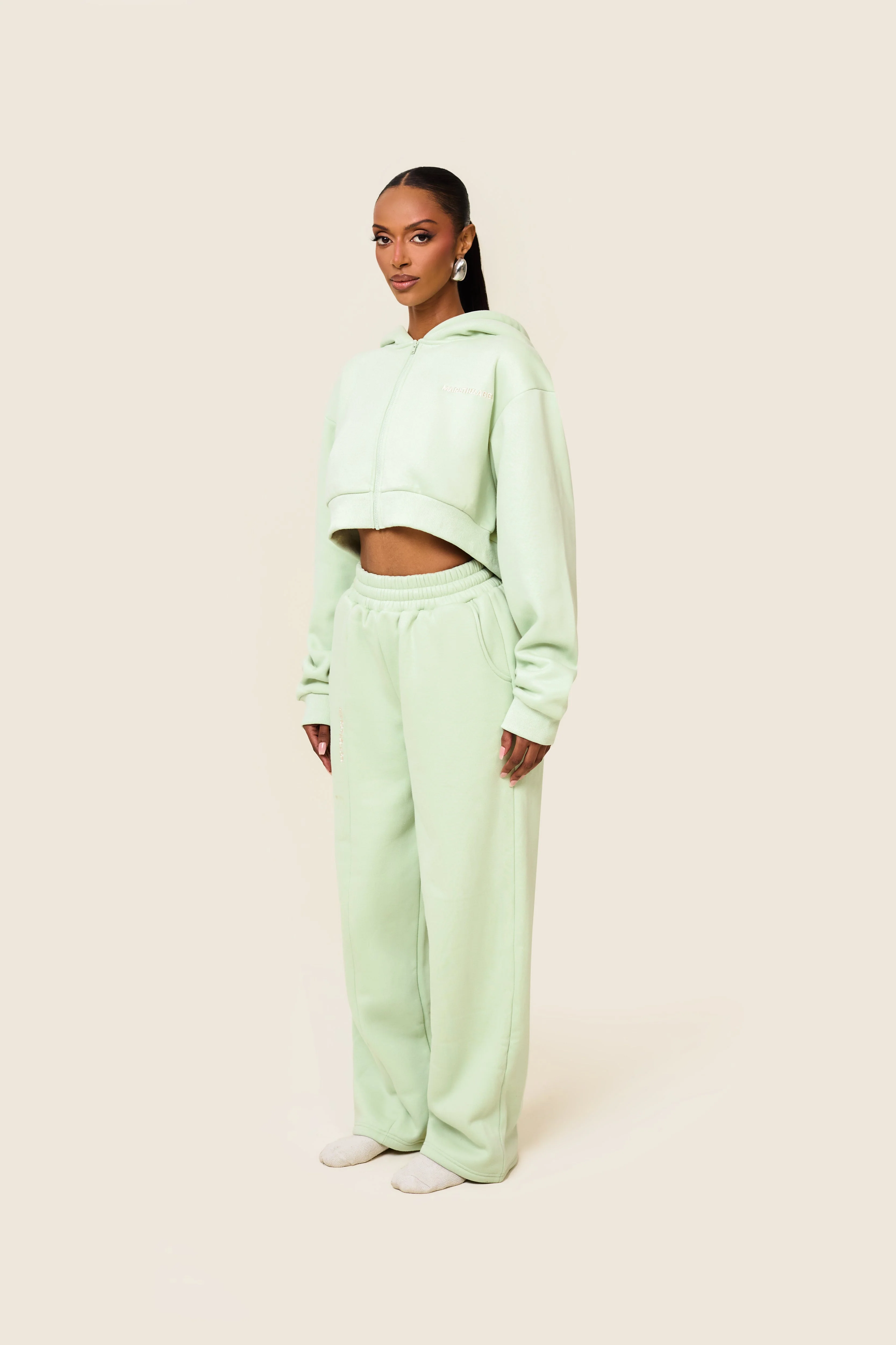 The Essentials Cropped Jacket in Sage - Image 5