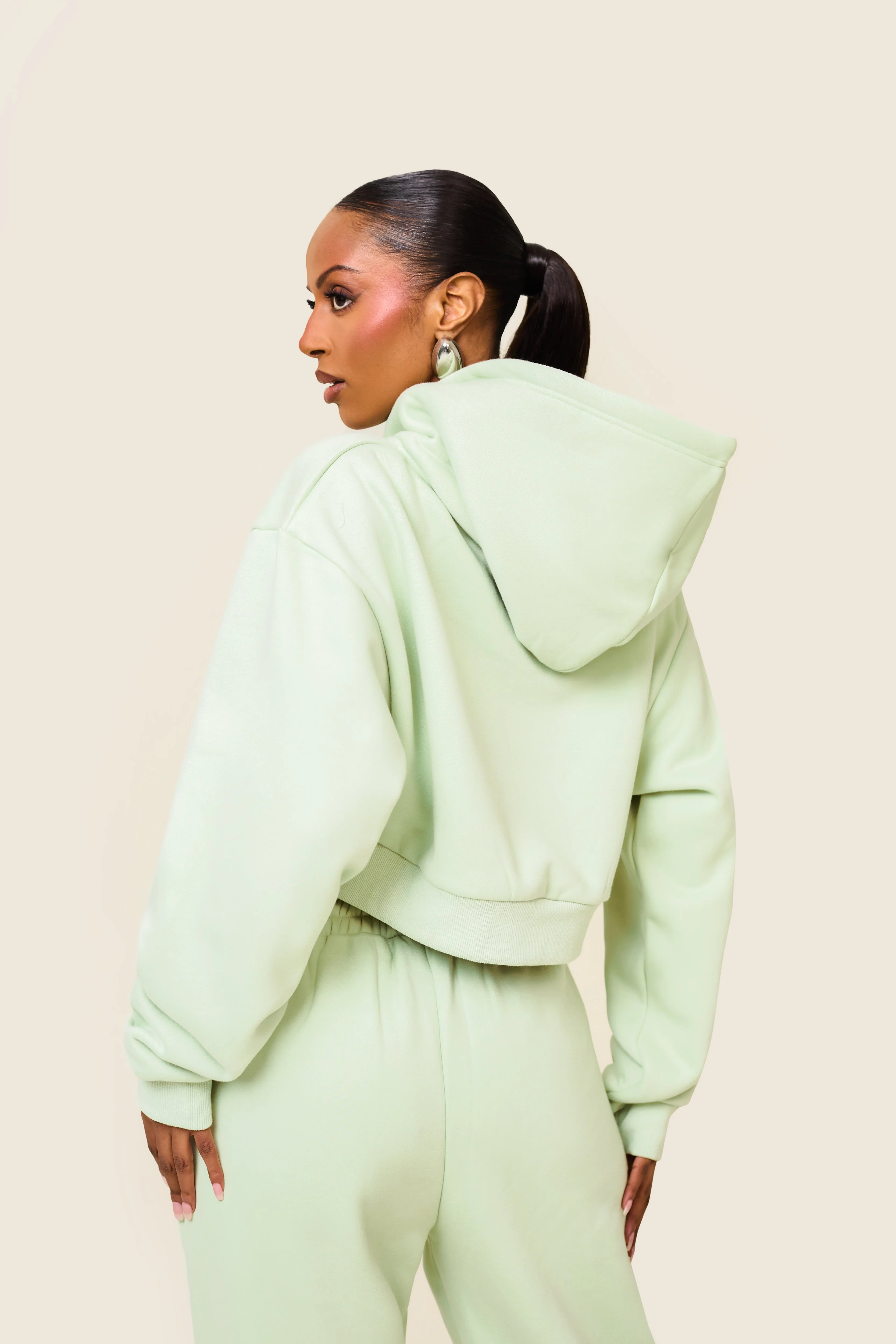 The Essentials Cropped Jacket in Sage - Image 7