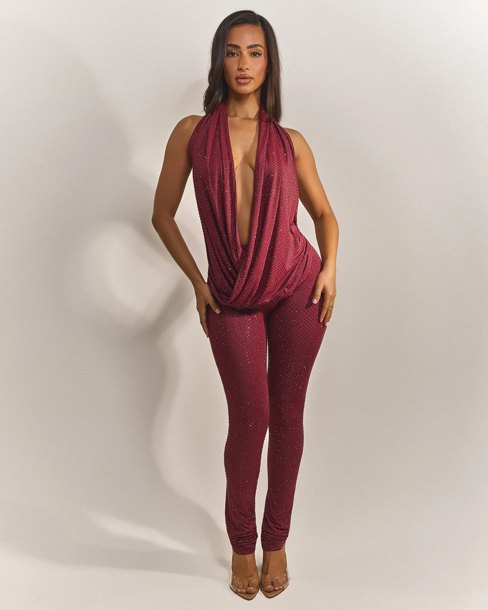 The Leia Leggings in Wine Hotfix - Image 4