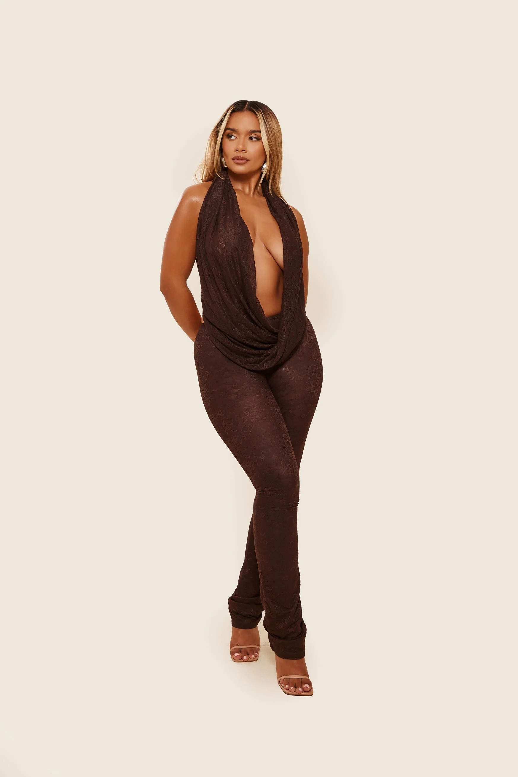 The Leia Top in Brown Lace - Image 13