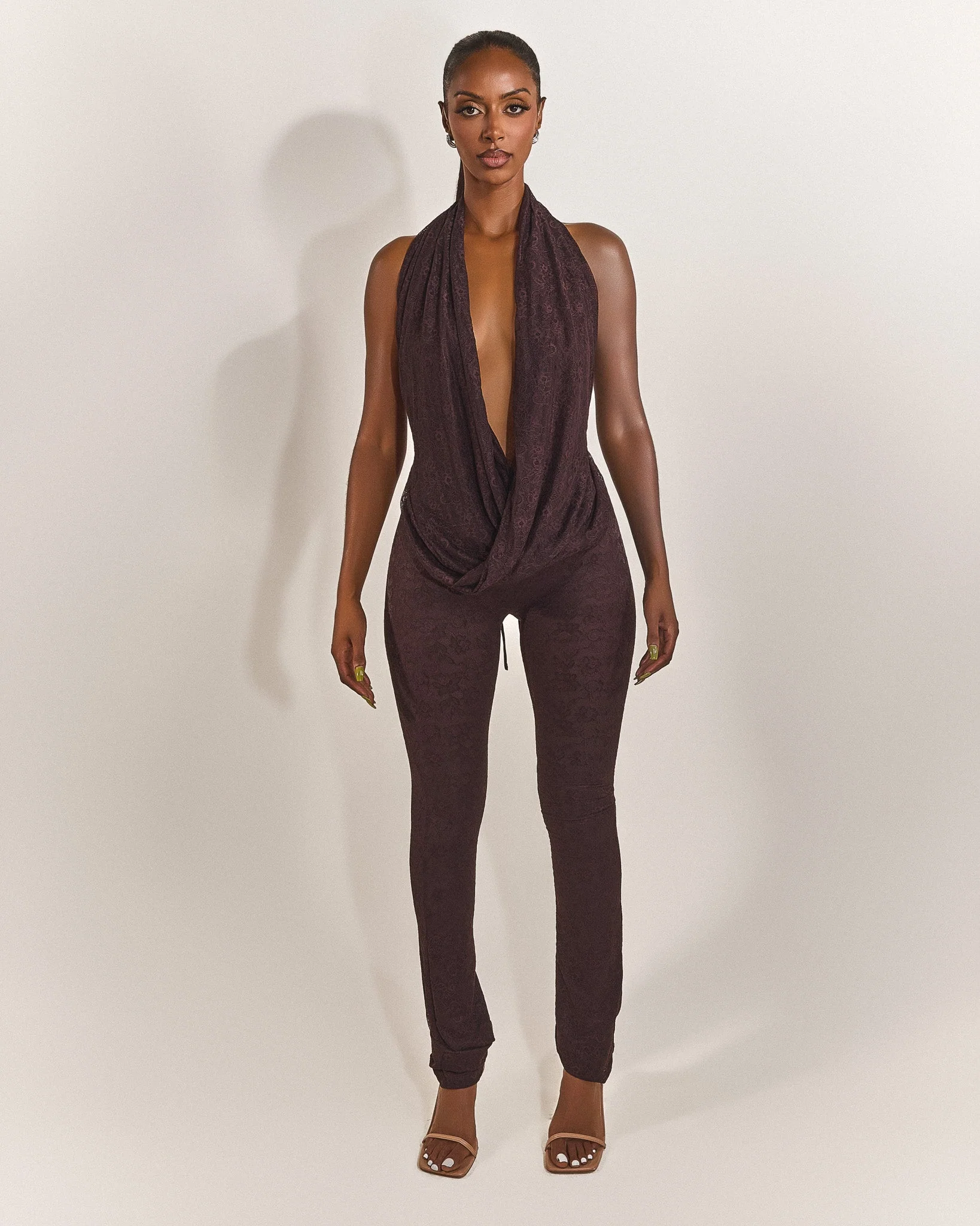 Leia Trousers in Brown Lace