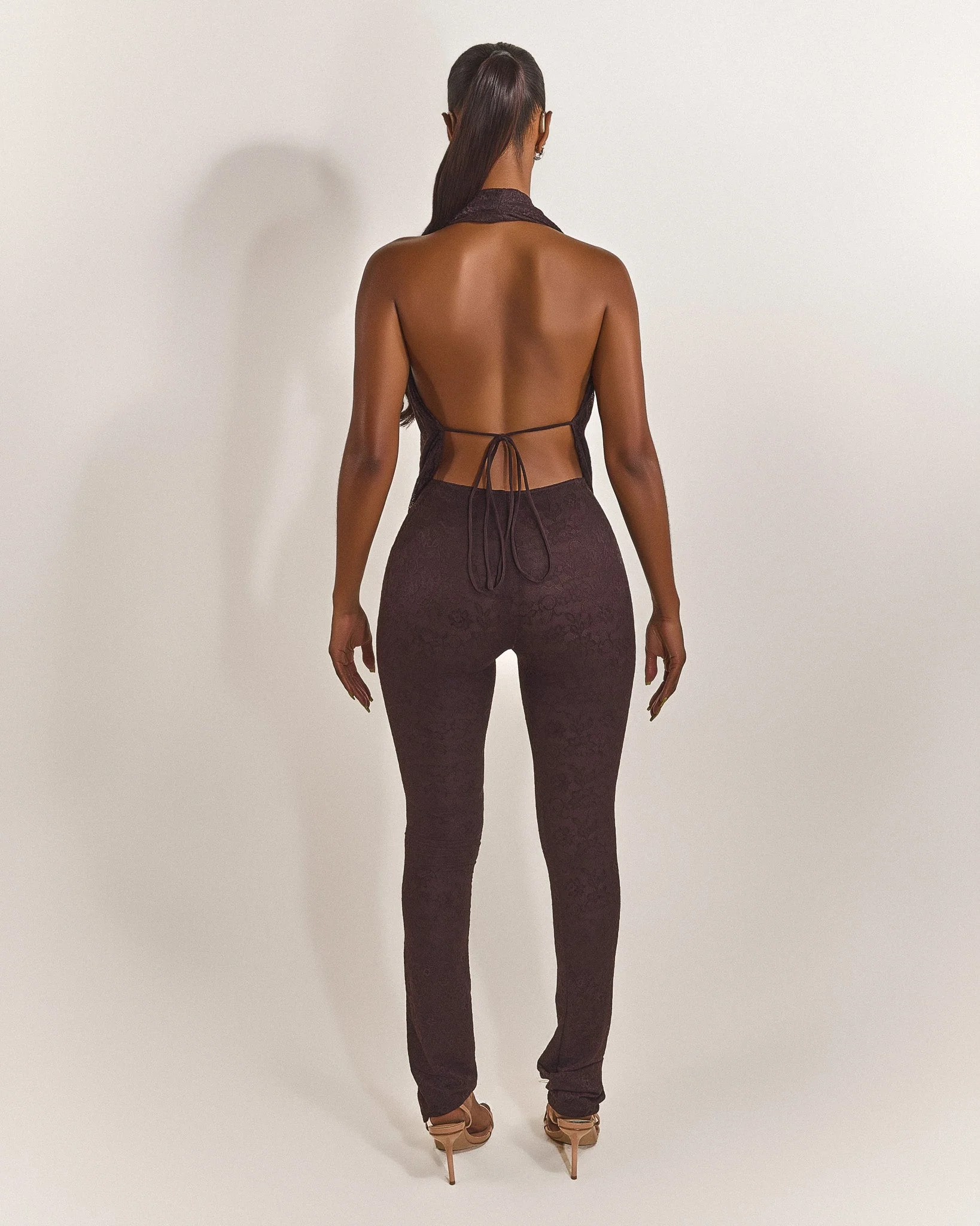 Leia Trousers in Brown Lace - Image 3