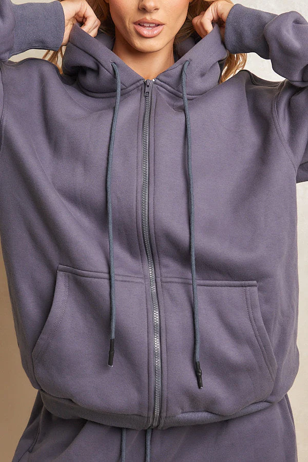 Life On Mars Zip Jacket in Charcoal - Image 4