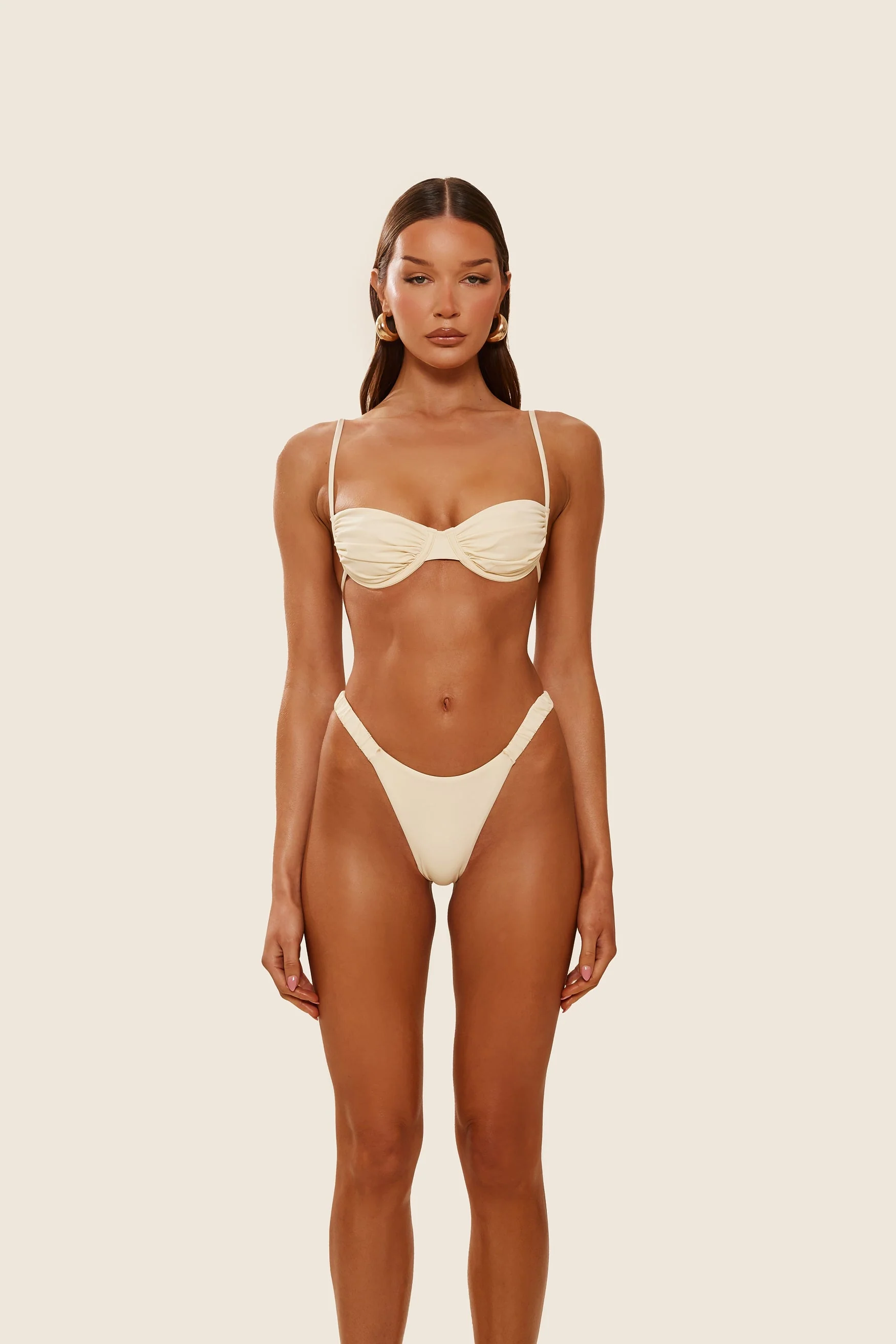 The Ruched Cup Bikini in Cream - Image 4