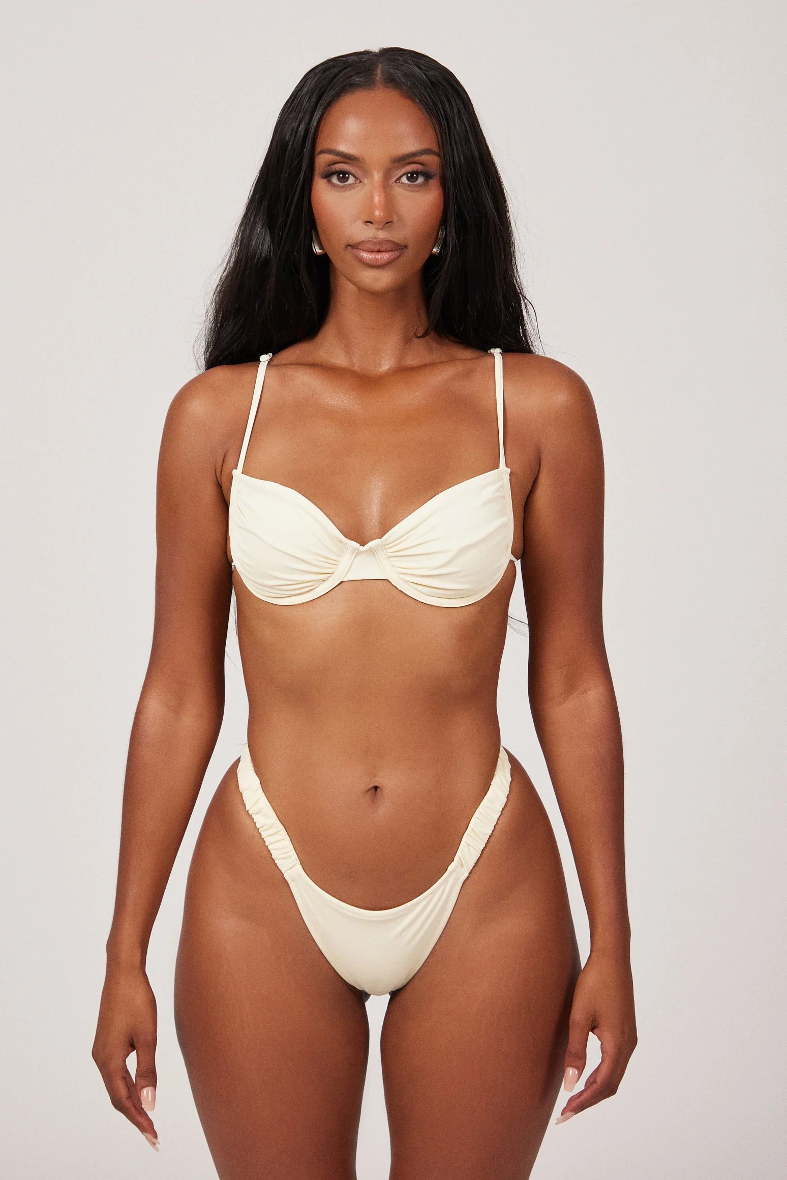 The Ruched Cup Bikini in Cream - Image 10