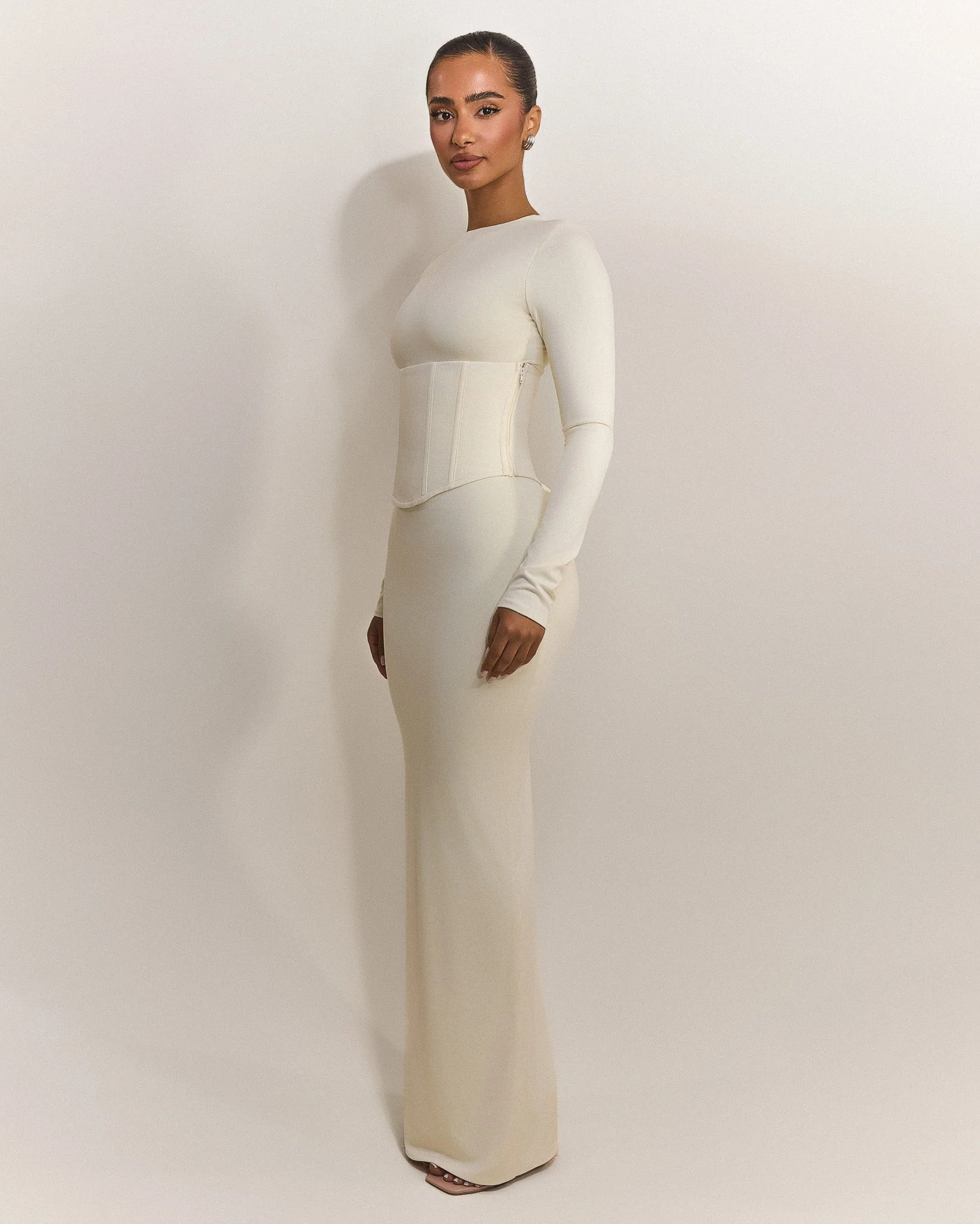 The Long Sleeve Sandra Maxi in Off White - Image 3