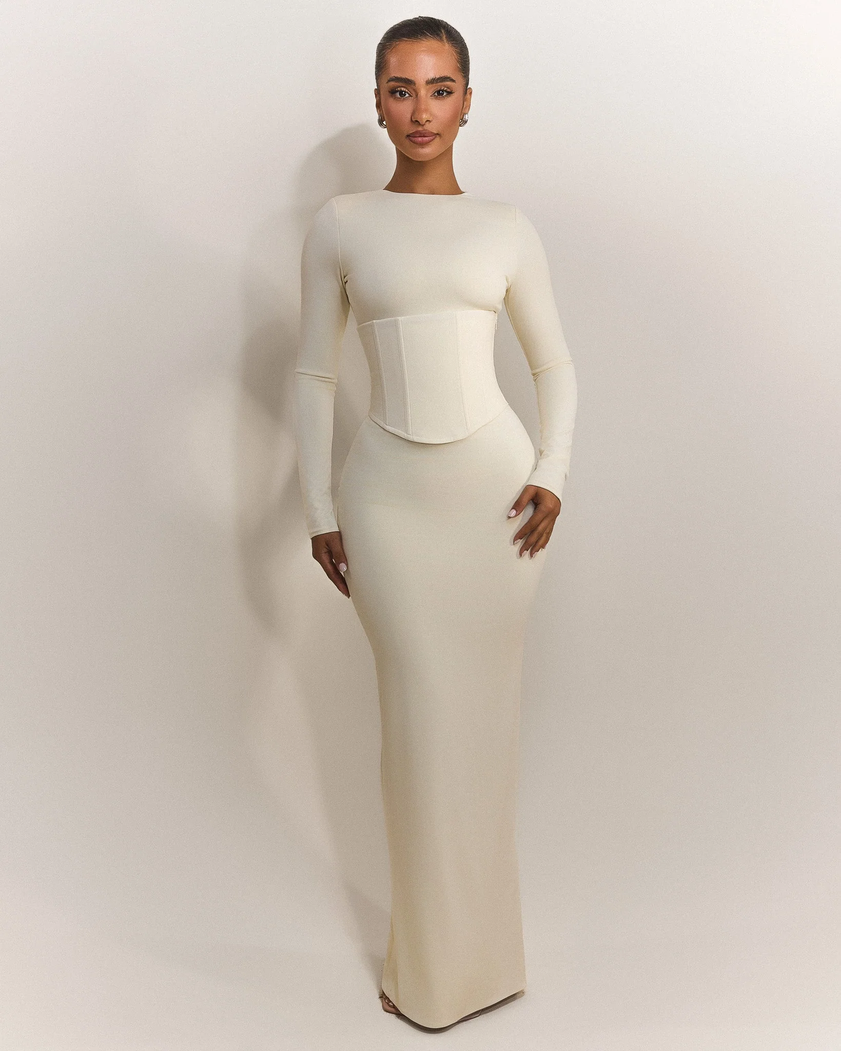 The Long Sleeve Sandra Maxi in Off White - Image 4