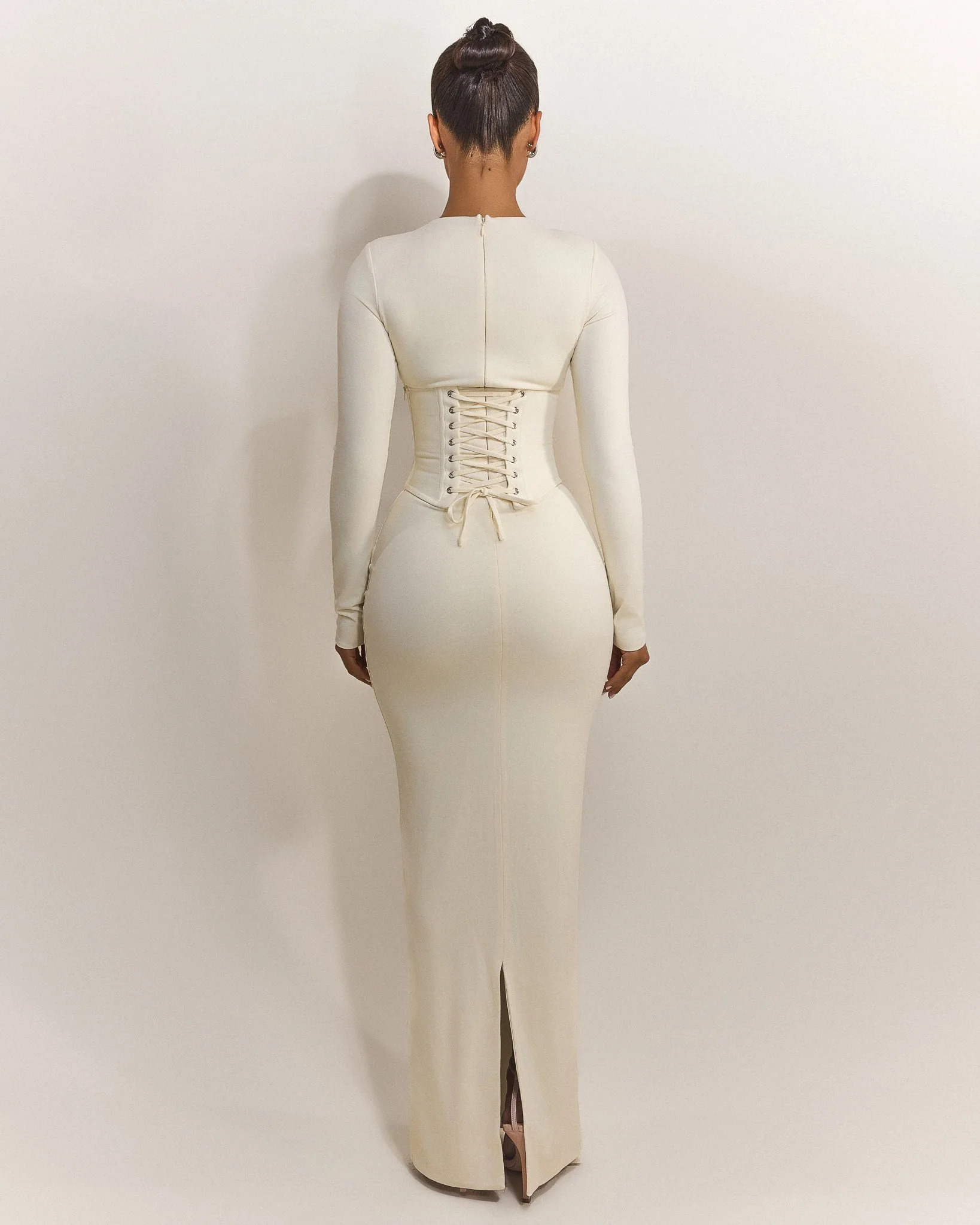 The Long Sleeve Sandra Maxi in Off White - Image 5