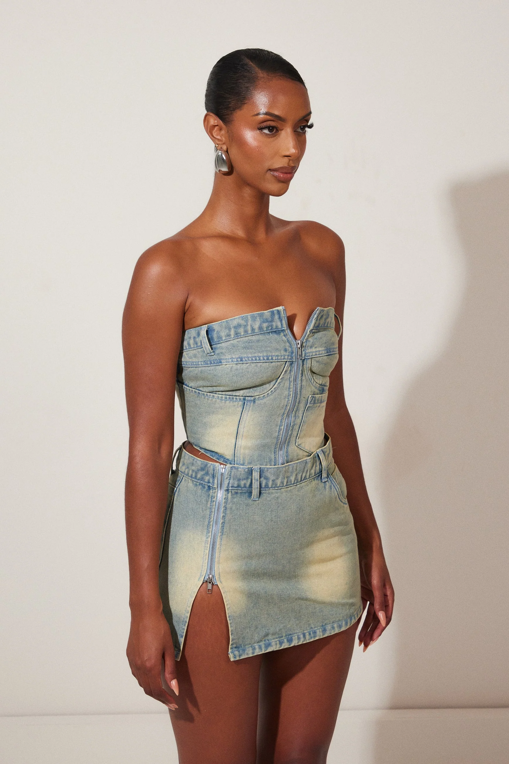 Sora Denim Skirt - Yellow Wash - Image 2
