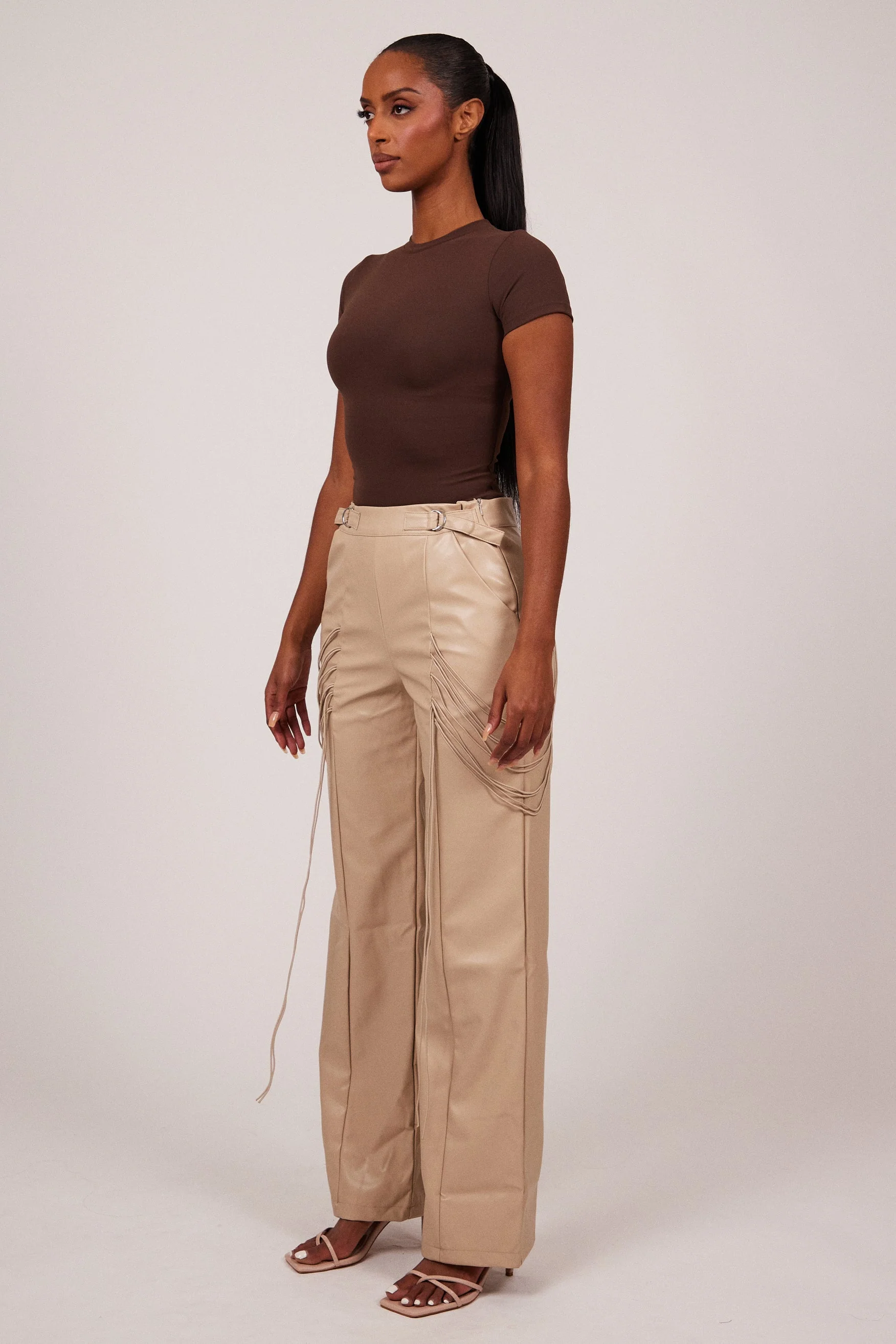 String detail leather trousers - Image 9