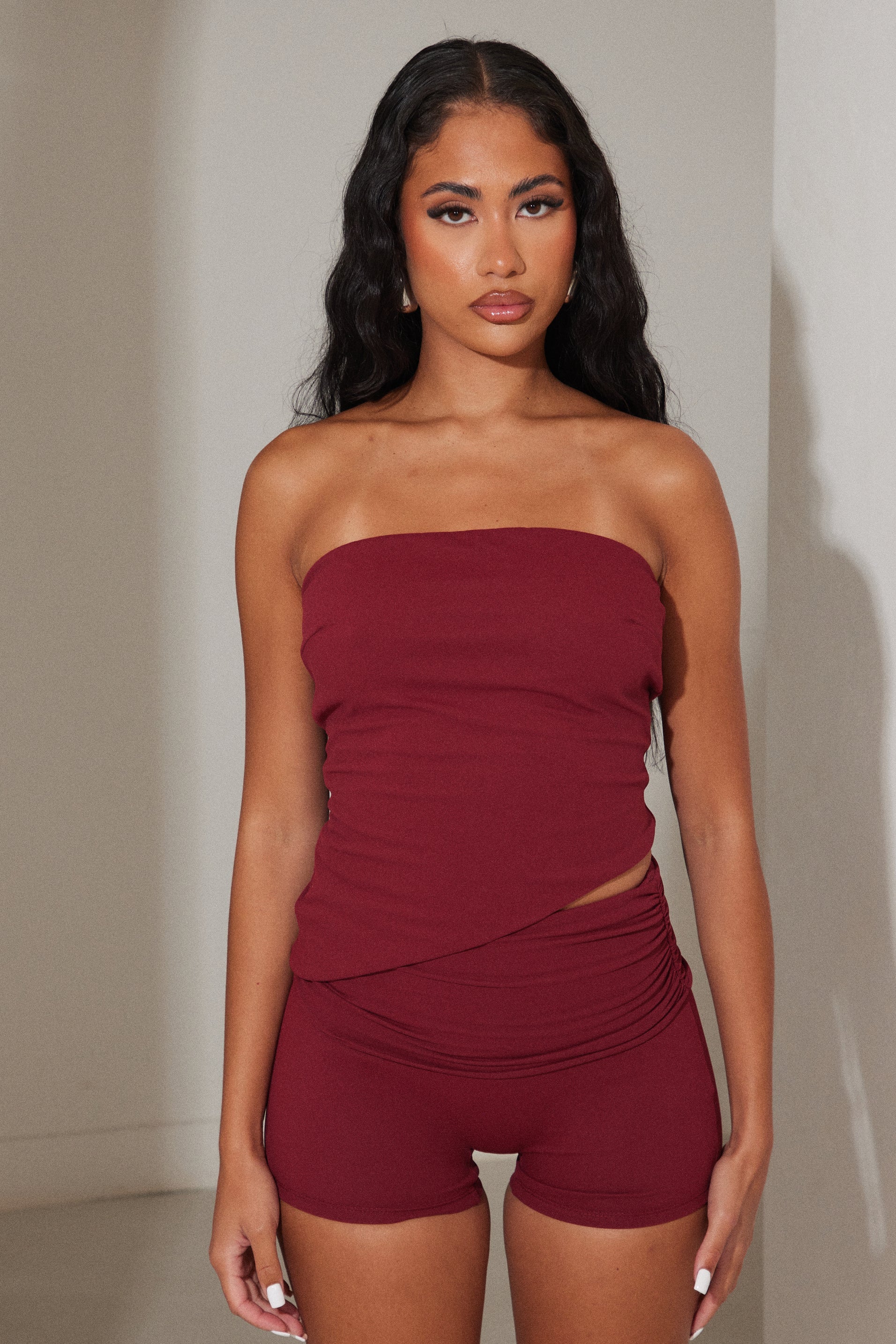 The Bandeau Asymmetric Top in Wine - Image 4
