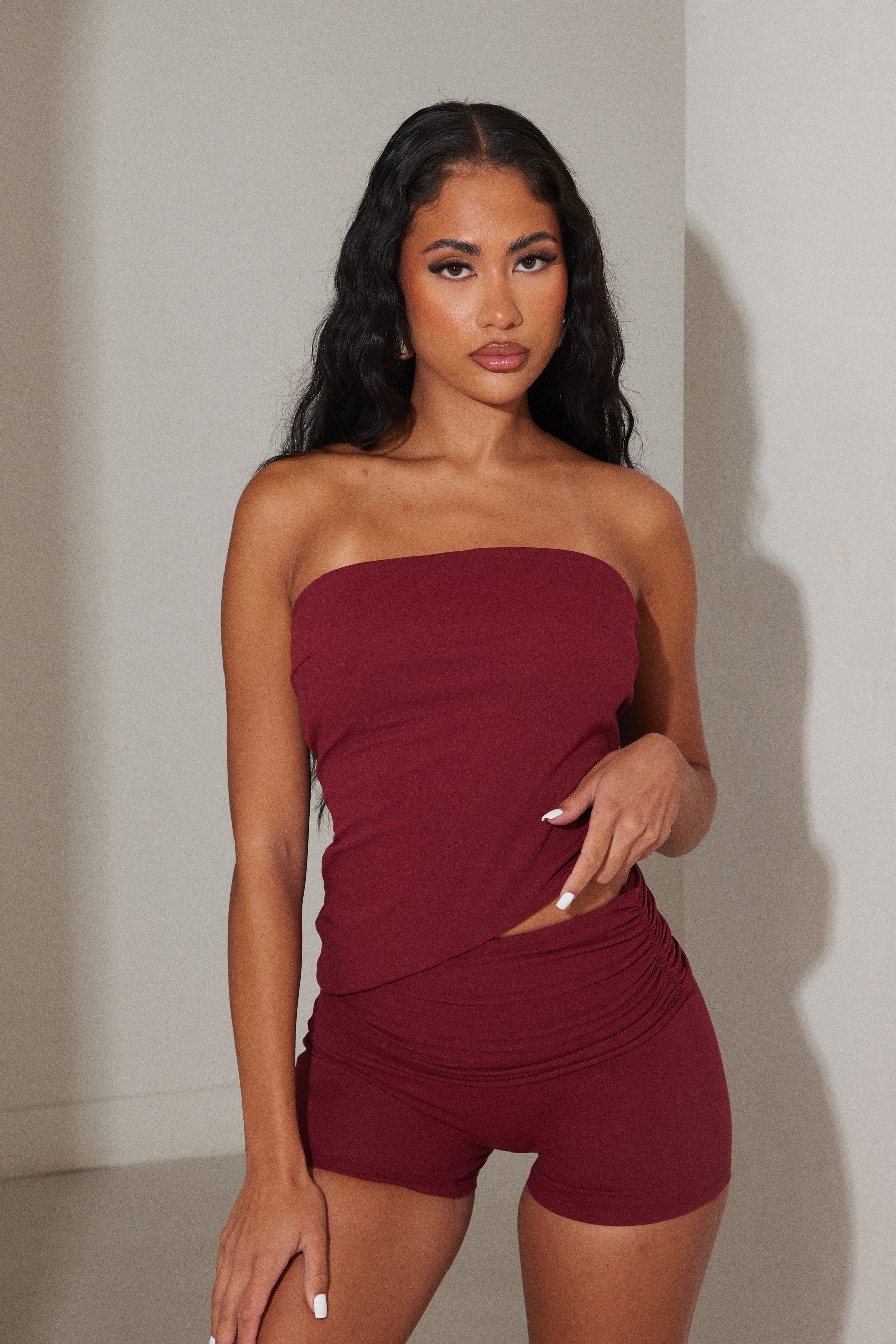 The Bandeau Asymmetric Top in Wine - Image 5