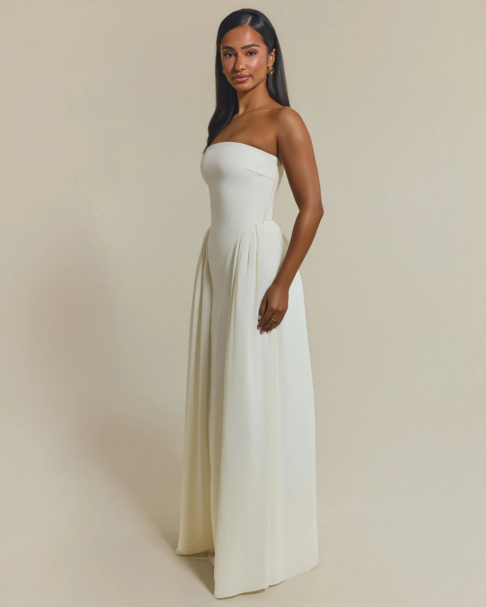 The Felicity Bandeau Maxi Dress in Cream - Image 3