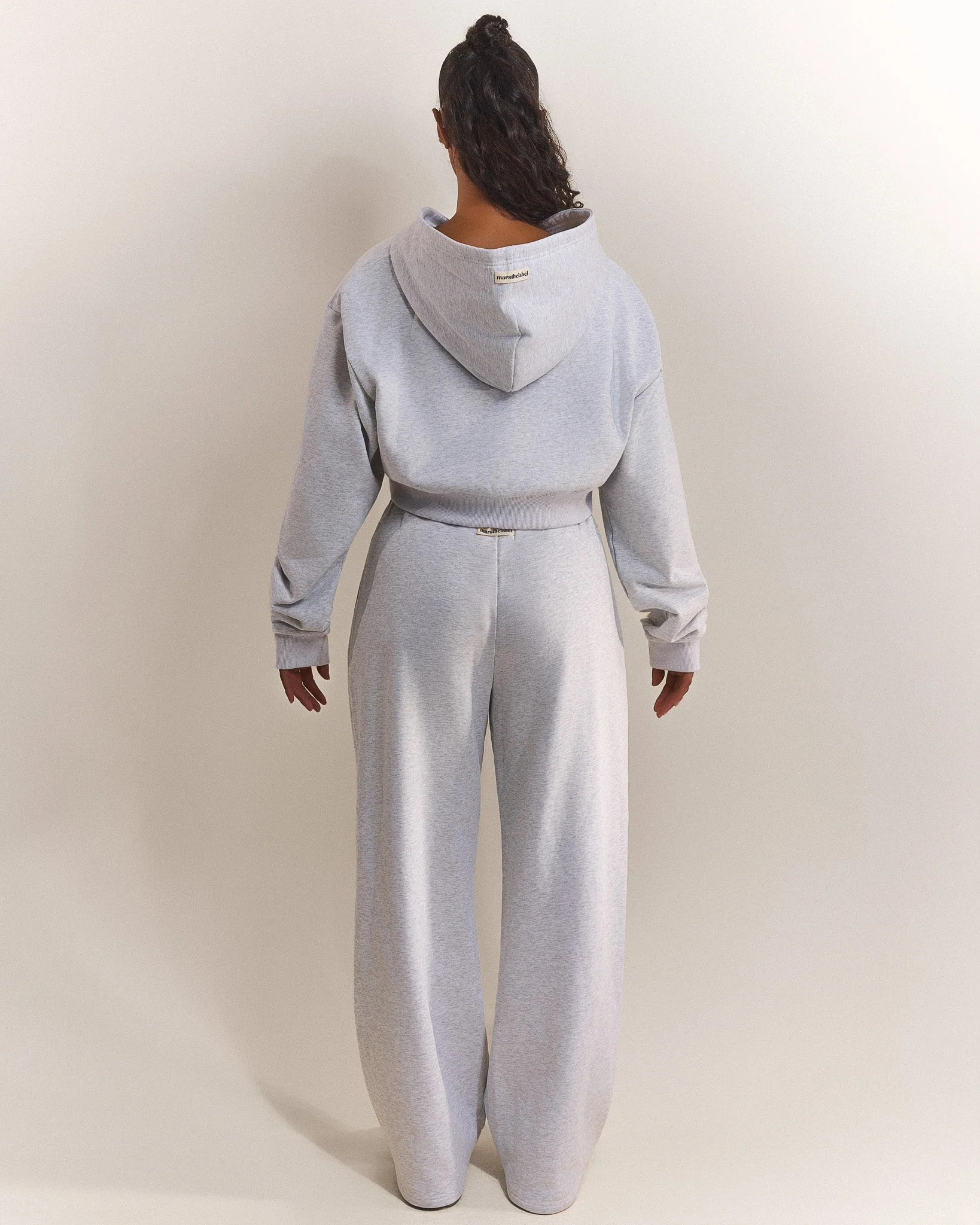 The Basic Crop Zip Hoodie in Grey Marl - Image 4