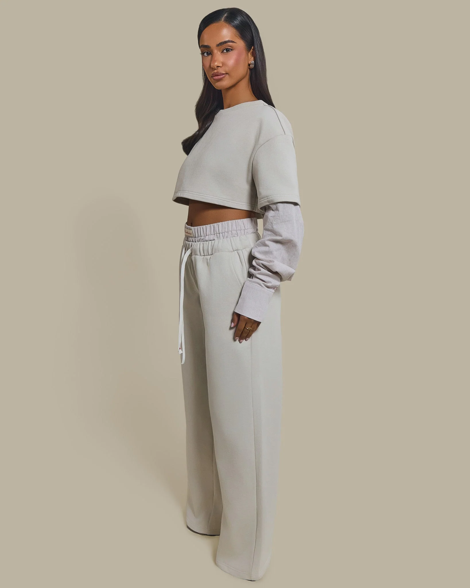 The Boxer Wide-Leg Joggers in Beige - Image 3