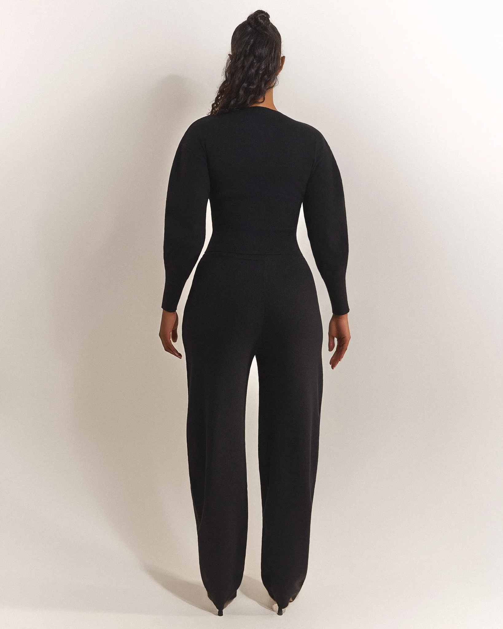 The Knit Button Up Cardigan in Black - Image 4