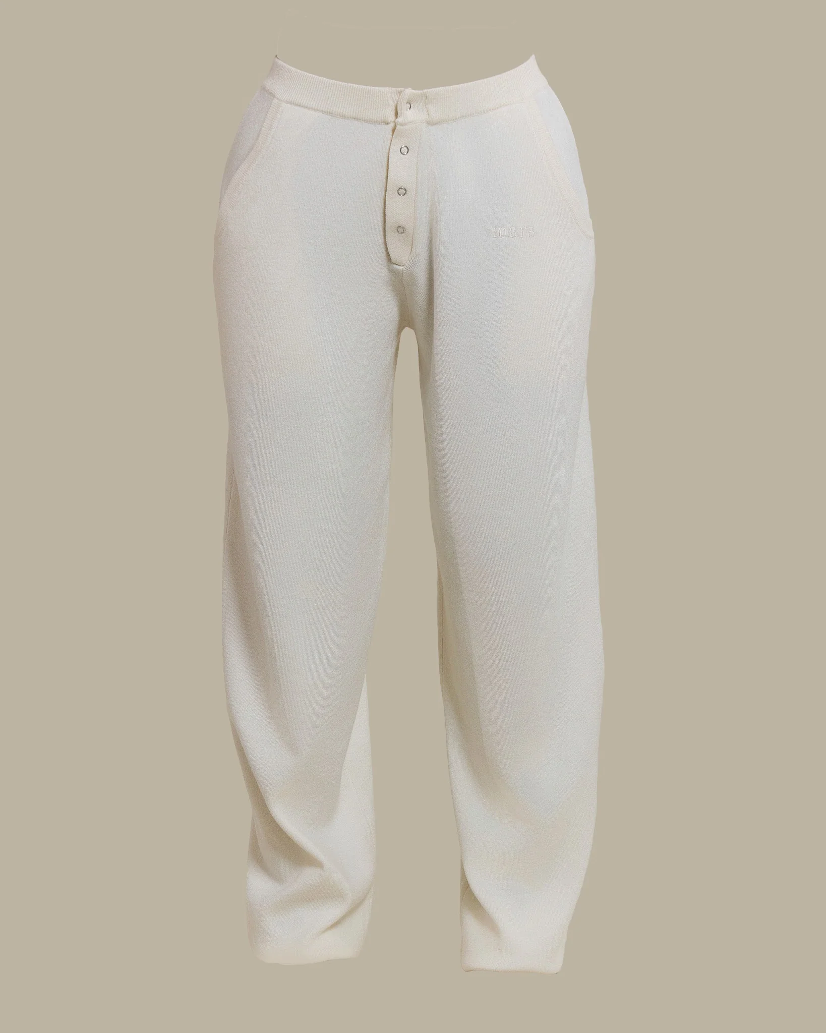 The Knit Button Up Joggers in Cream - Image 5