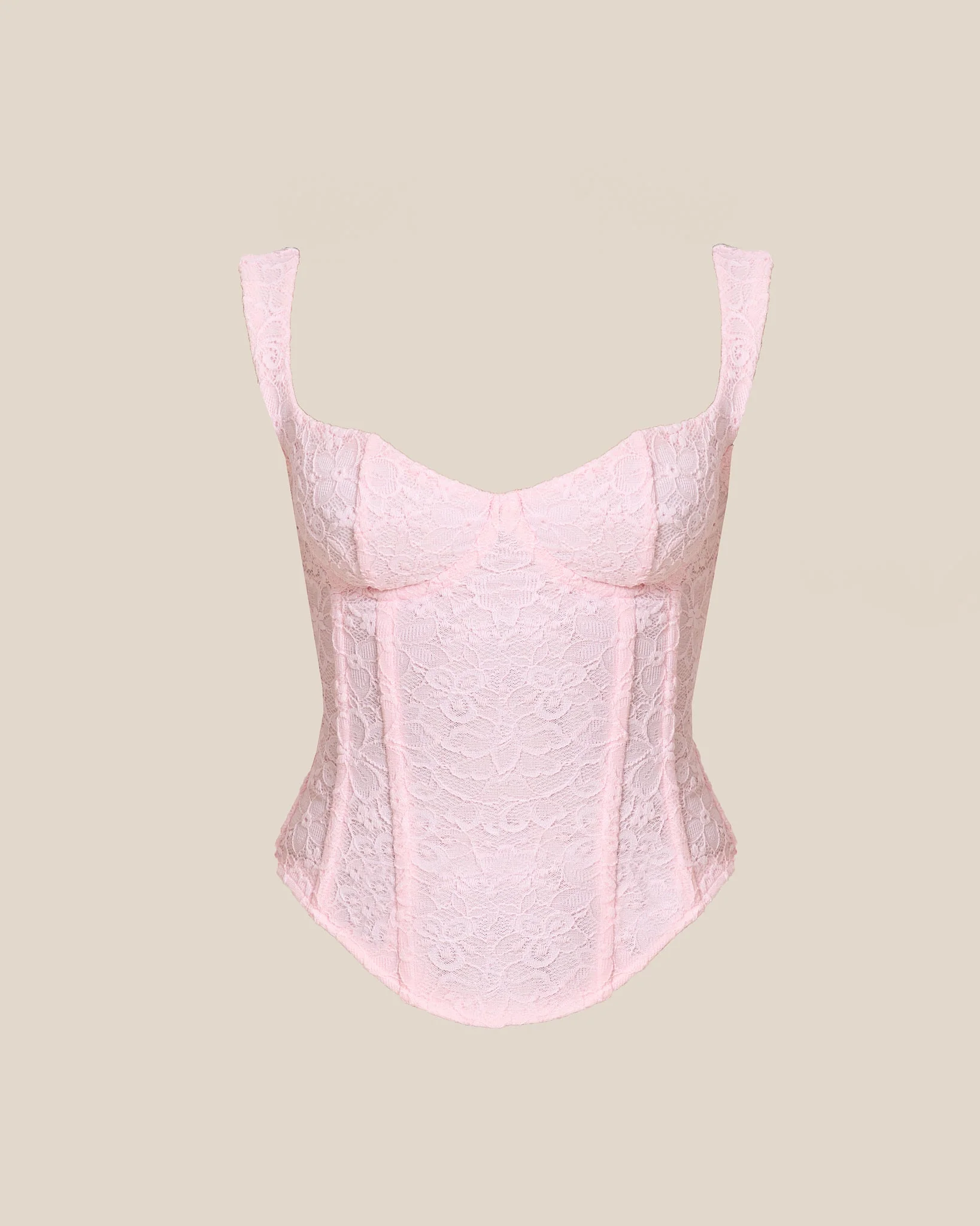 The Cinched Lace Corset Maxi Set in Baby Pink - Image 9
