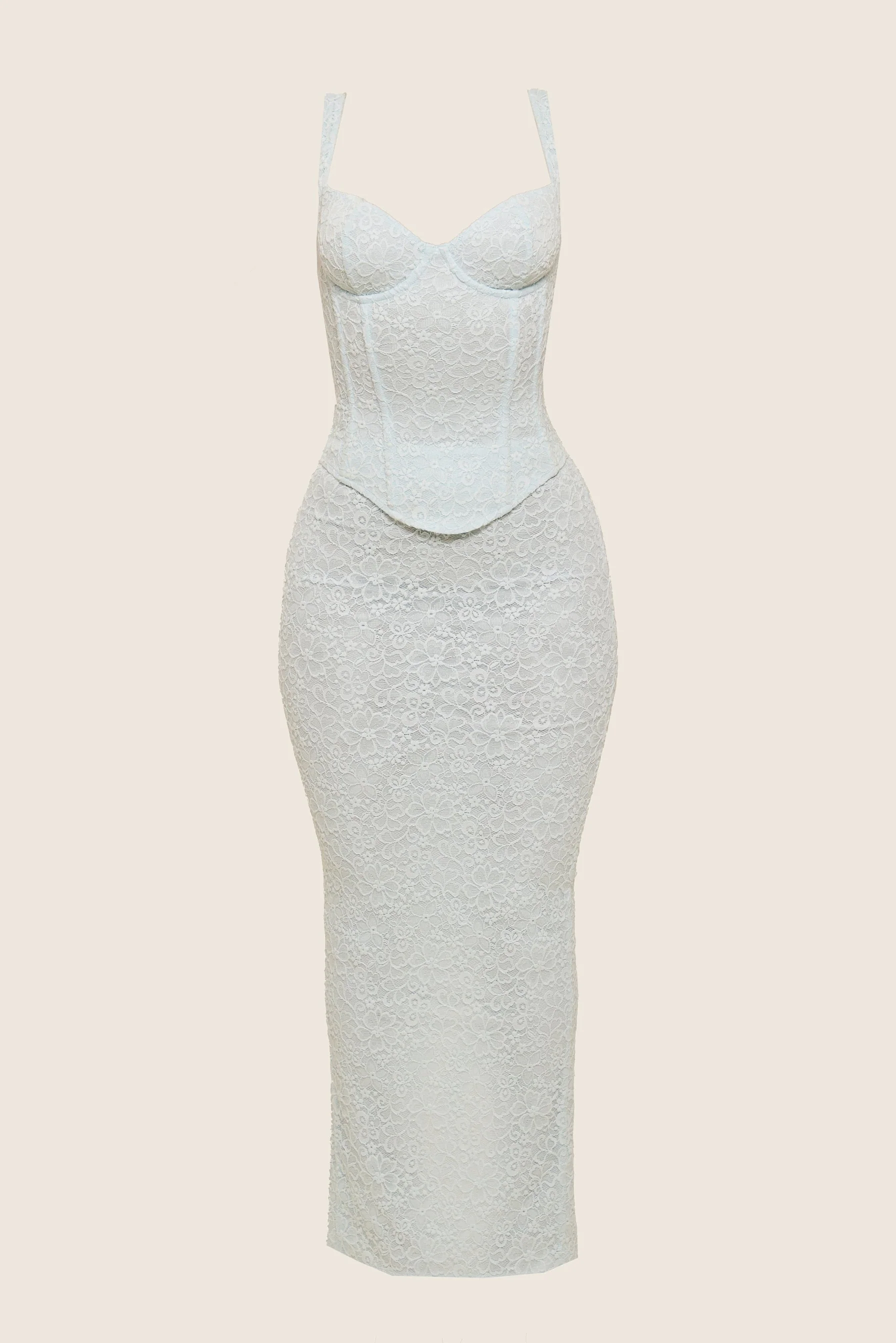 The Cinched Lace Corset Maxi Set in Blue - Image 28