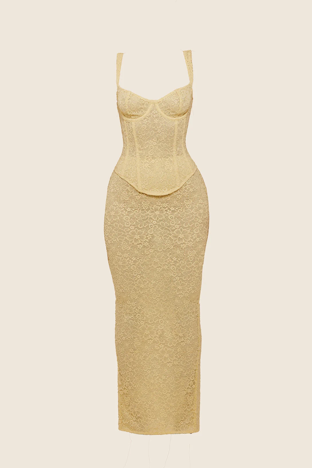 The Cinched Lace Corset Maxi Set in Yellow - Image 21