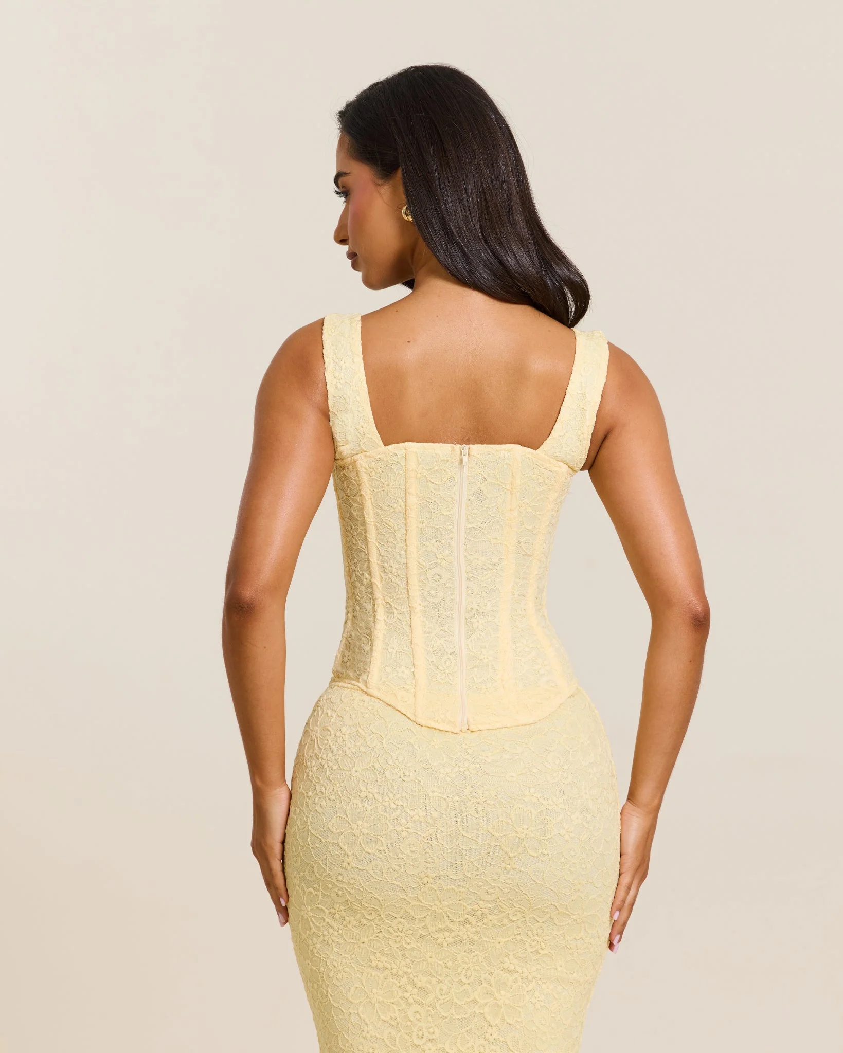 The Cinched Lace Corset Maxi Set in Yellow - Image 6