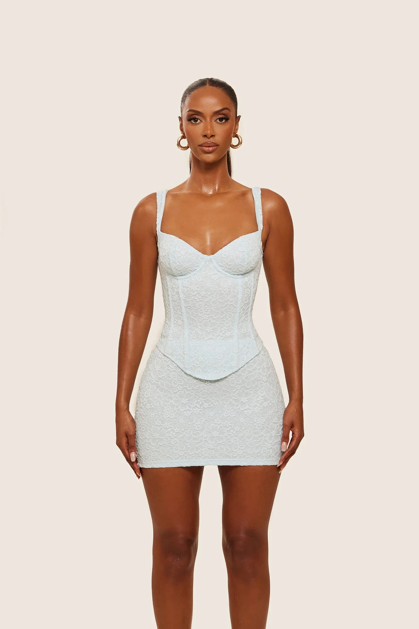 The Cinched Lace Corset Mini Set in Blue - Image 10
