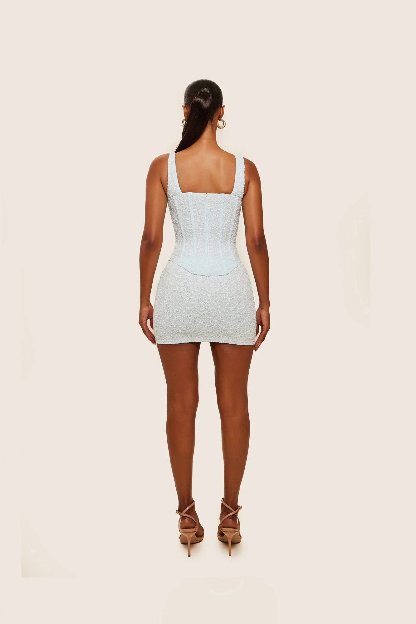 The Cinched Lace Corset Mini Set in Blue - Image 13
