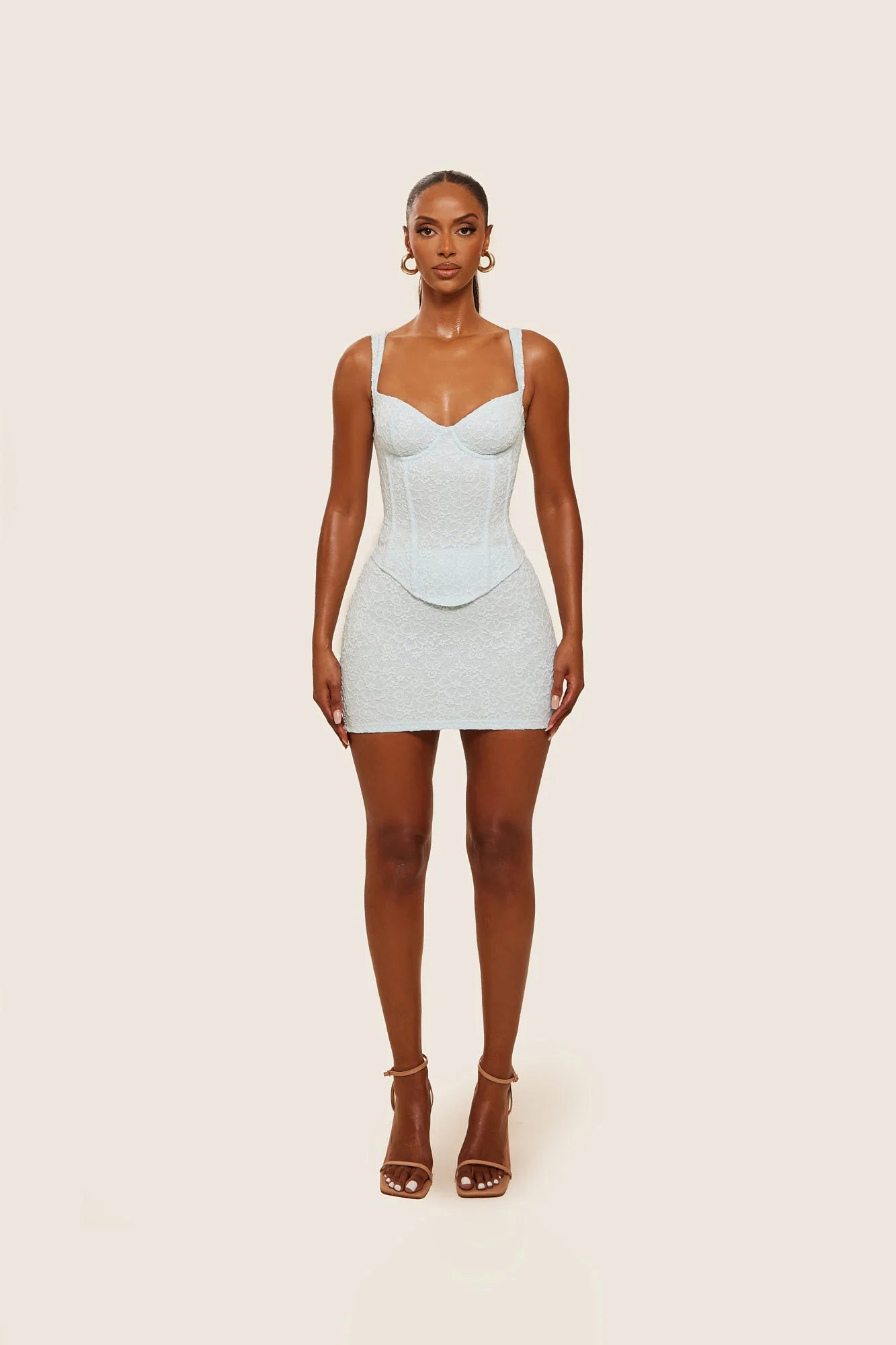 The Cinched Lace Corset Mini Set in Blue - Image 9