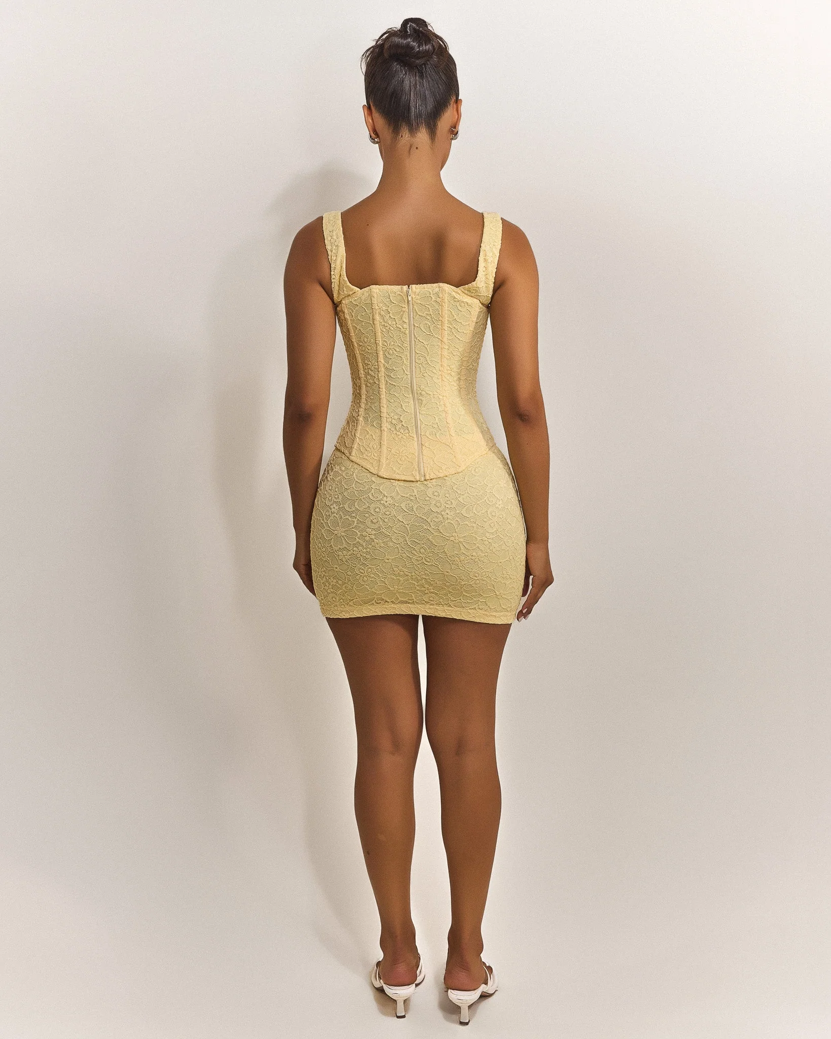 The Cinched Lace Corset Mini Set in Yellow - Image 14