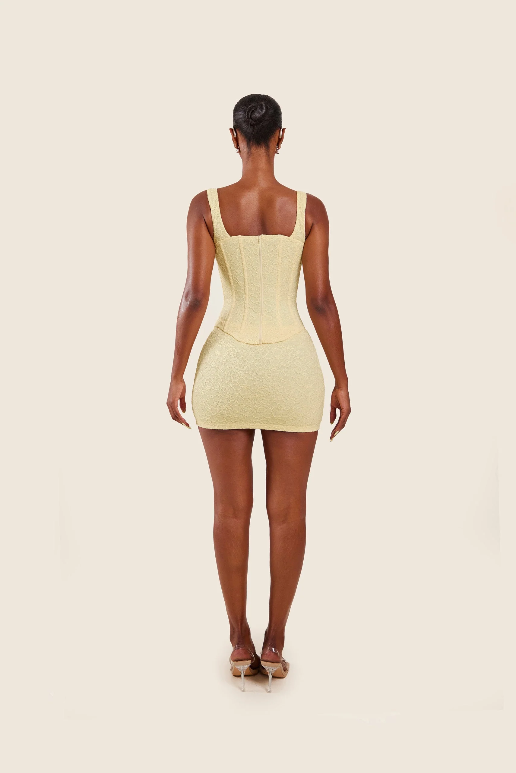 The Cinched Lace Corset Mini Set in Yellow - Image 18