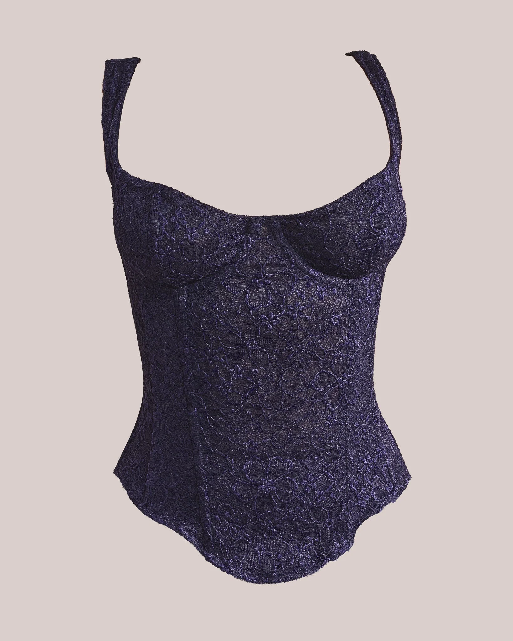 The Cinched Lace Corset in Navy - Image 6