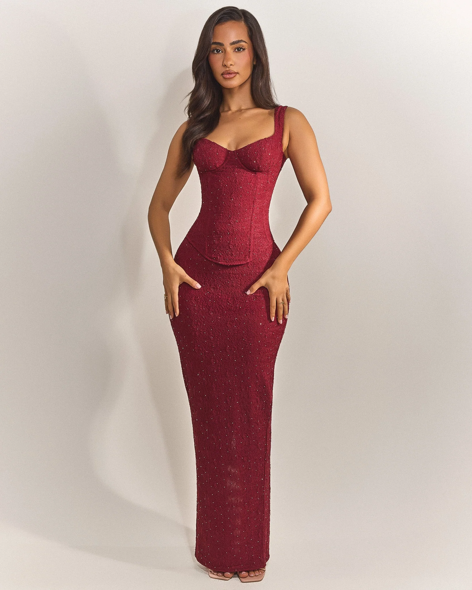The Cinched Lace Maxi Set in Diamonte - Image 4