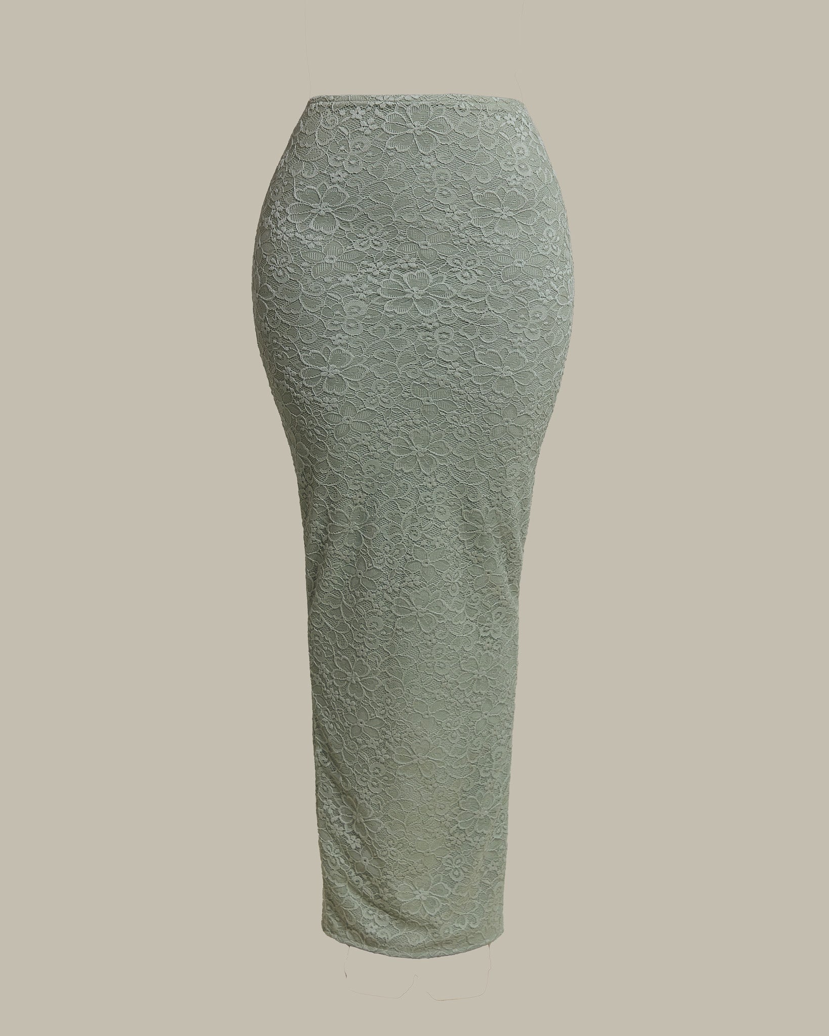 The Cinched Lace Corset Maxi Skirt Set in Sage Green - Image 6