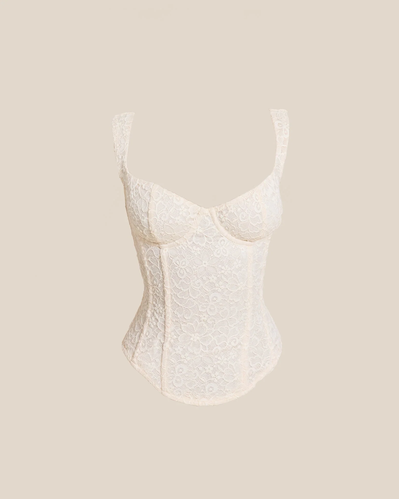 The Cinched Lace Maxi Set in Off White - Image 12
