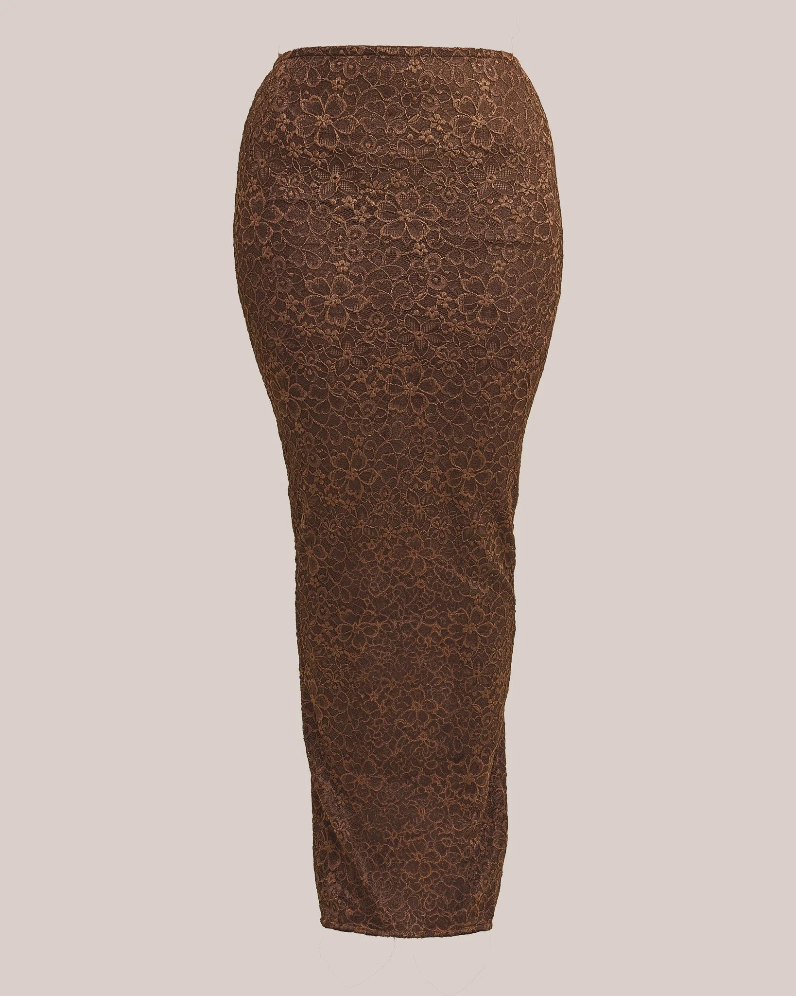 The Cinched Lace Maxi Skirt in Brown - Image 4