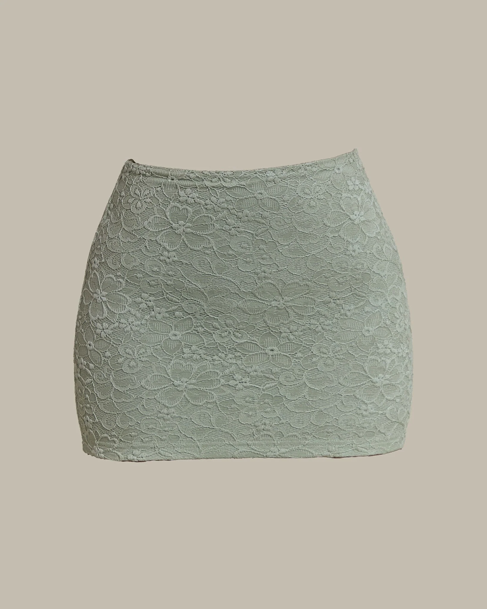 The Cinched Lace Corset Mini Skirt Set in Sage Green - Image 8